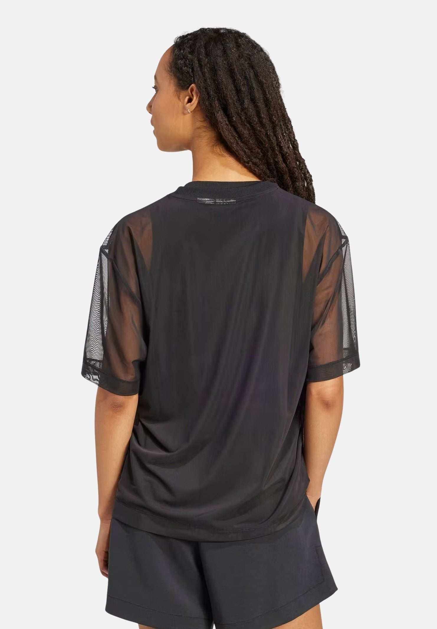 ADIDAS PERFORMANCE T-shirt a manica corta nera da donna in rete JM3737 . ADIDAS PERFORMANCE
