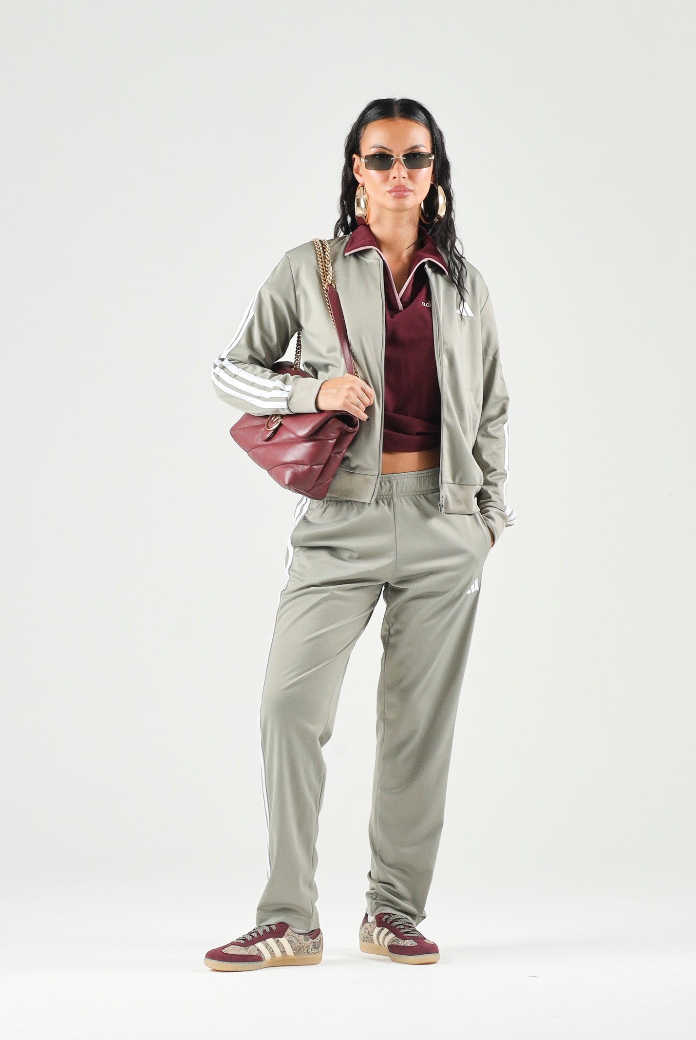 ADIDAS PERFORMANCE Tuta ESSENTIALS 3-STRIPES TRACKSUIT verde salvia da donna JX0509 . ADIDAS PERFORMANCE