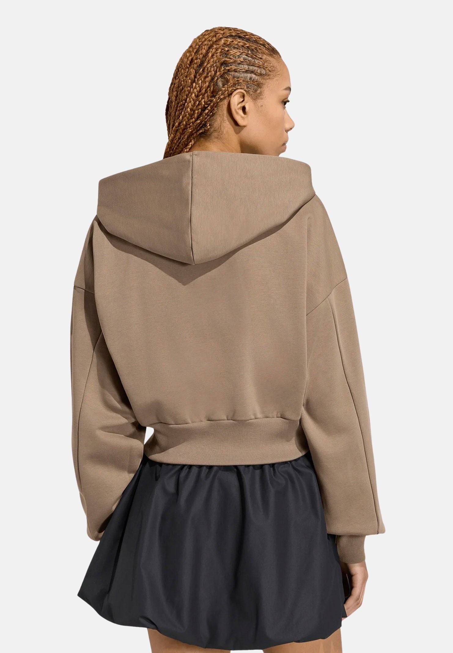 ADIDAS PERFORMANCE Felpa con appuccio ESSENTIALS CONTEMPORARY FLEECE tortora da donna KF6246 . ADIDAS PERFORMANCE