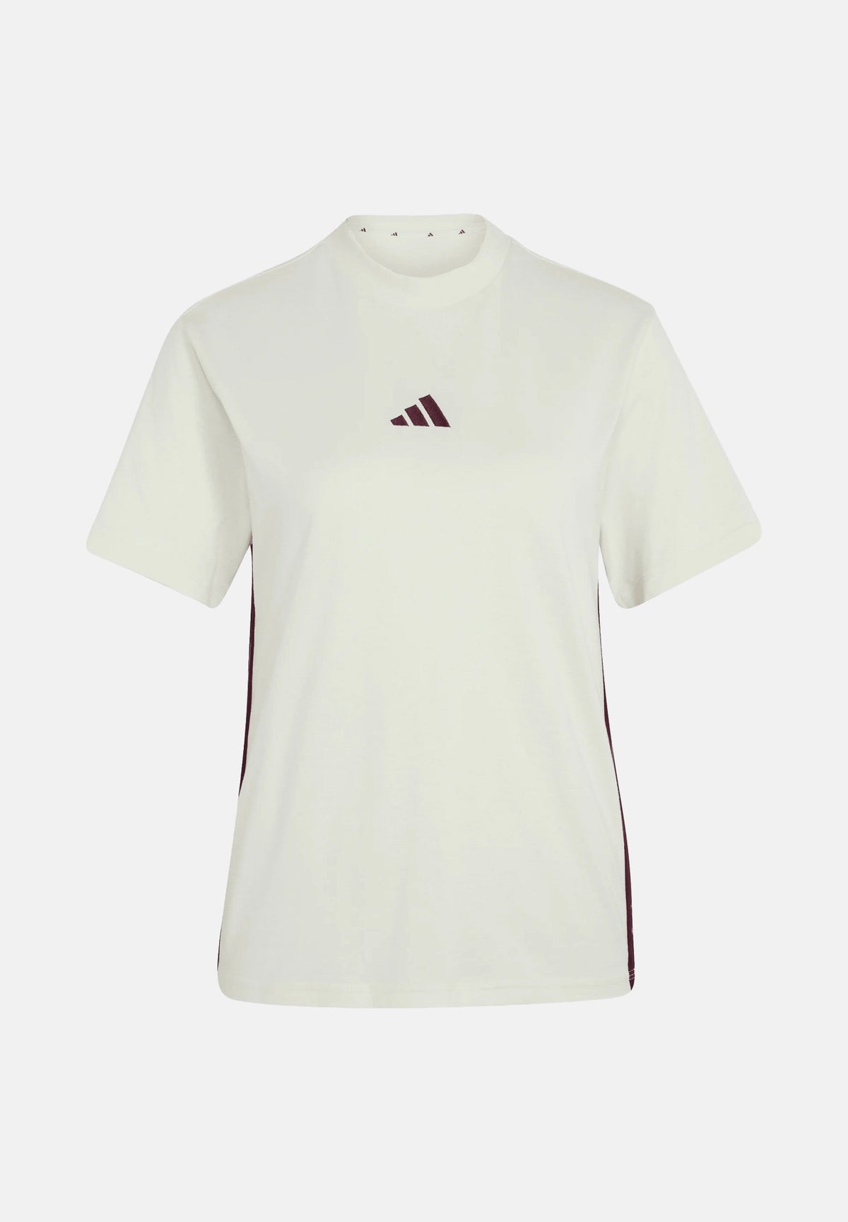 ADIDAS PERFORMANCE T-shirt ESSENTIALS 3-STRIPES avorio e bordeaux da donna. KF8331 . ADIDAS PERFORMANCE