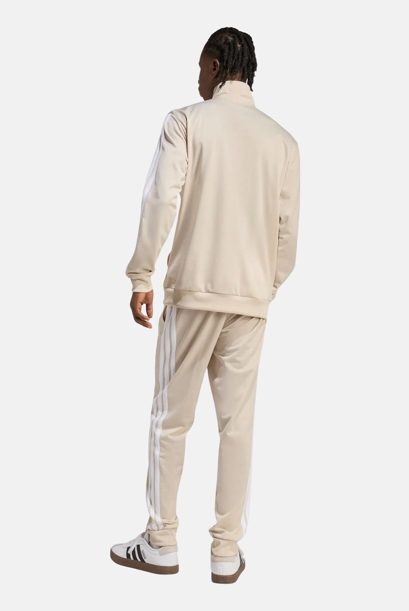 ADIDAS PERFORMANCE Tuta BASIC FLEECE beige da uomo con iconiche 3-stripes KR5358 . ADIDAS PERFORMANCE