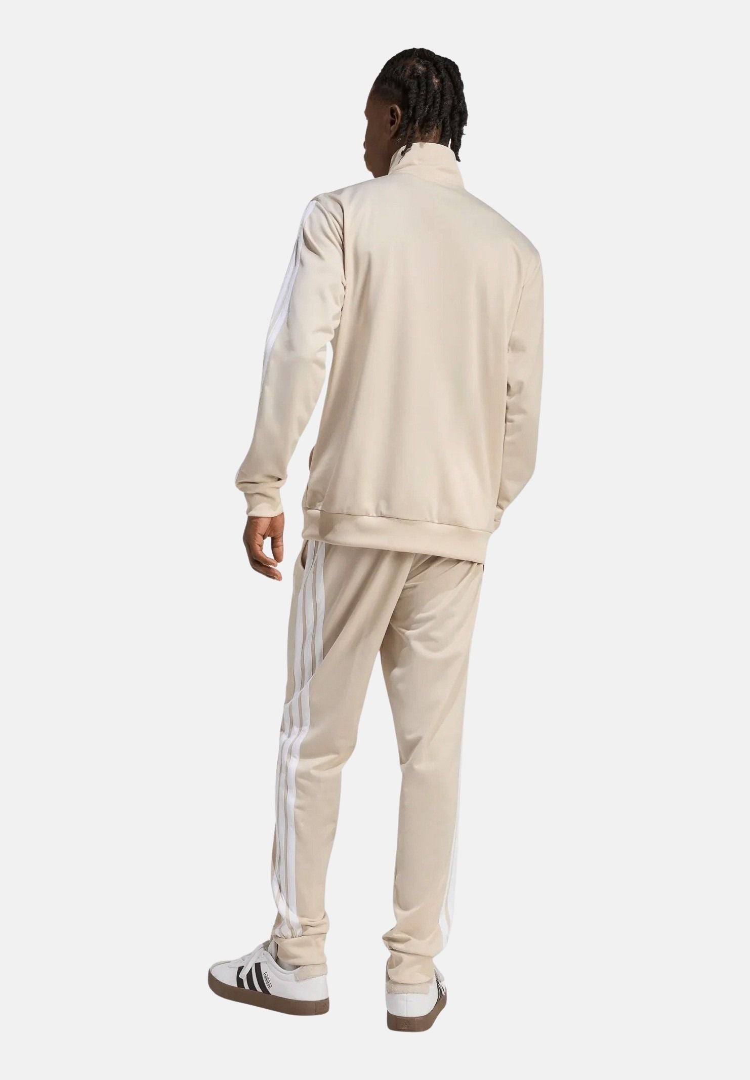 ADIDAS PERFORMANCE Tuta BASIC FLEECE beige da uomo con iconiche 3-stripes KR5358 . ADIDAS PERFORMANCE