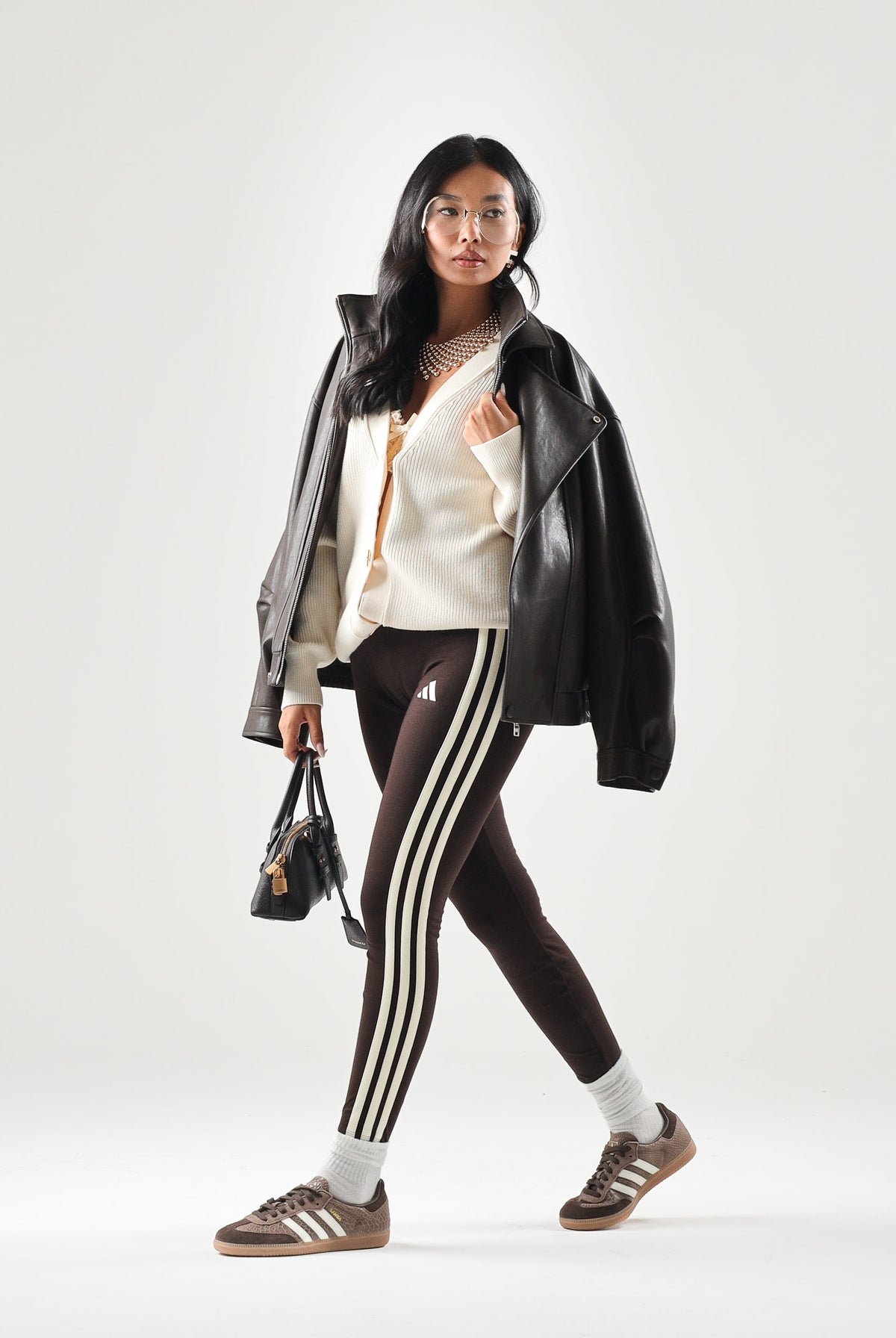 ADIDAS PERFORMANCE Leggings ESSENTIALS 3-STRIPES marrone da donna. KS6286 . ADIDAS PERFORMANCE