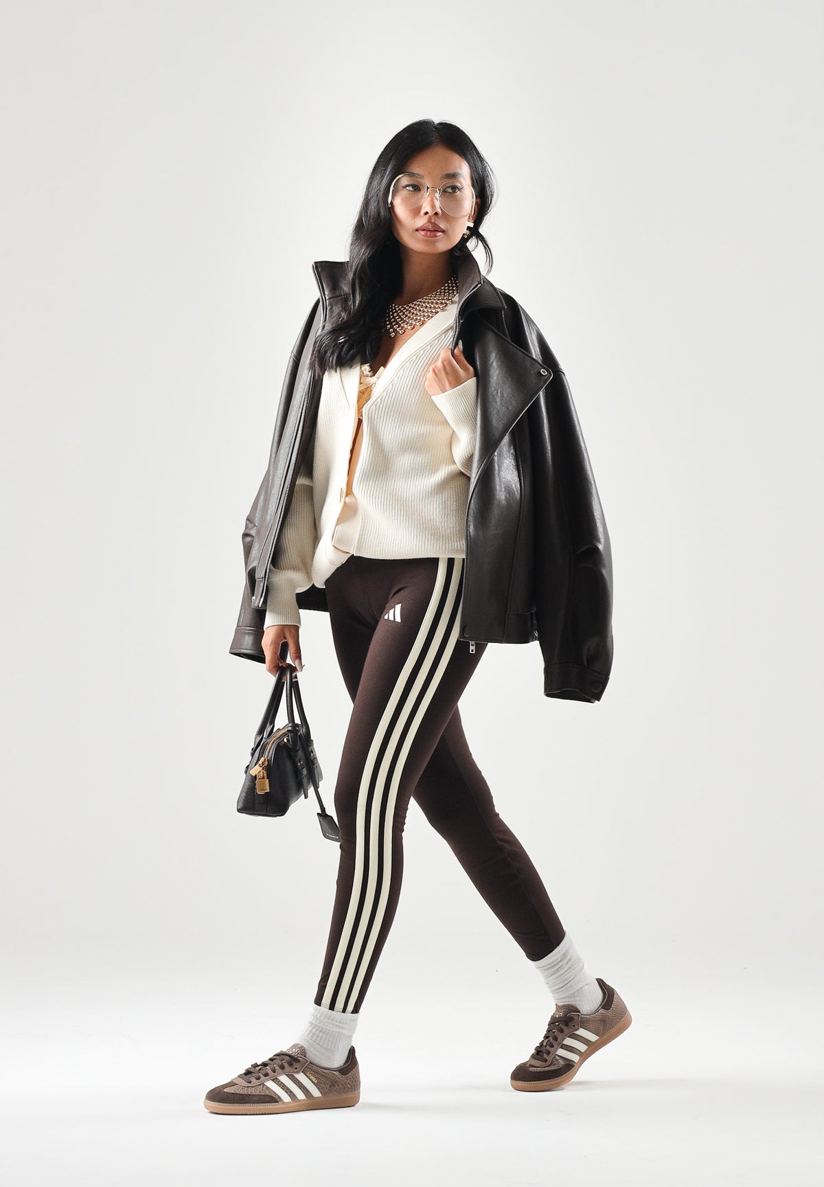 ADIDAS PERFORMANCE Leggings ESSENTIALS 3-STRIPES marrone da donna. KS6286 . ADIDAS PERFORMANCE