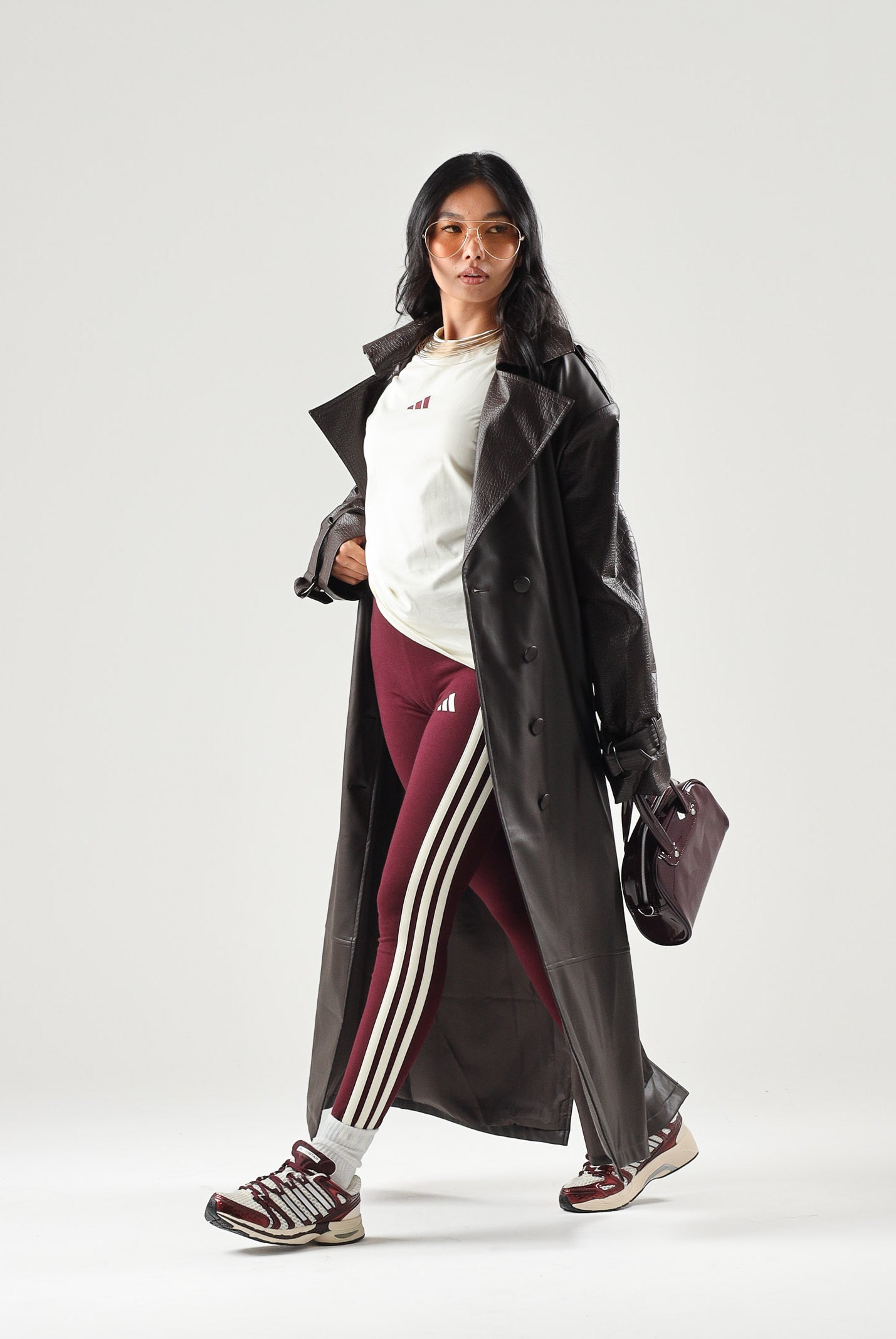 ADIDAS PERFORMANCE Leggings ESSENTIALS 3-STRIPES bordeaux da donna. KS6288 . ADIDAS PERFORMANCE