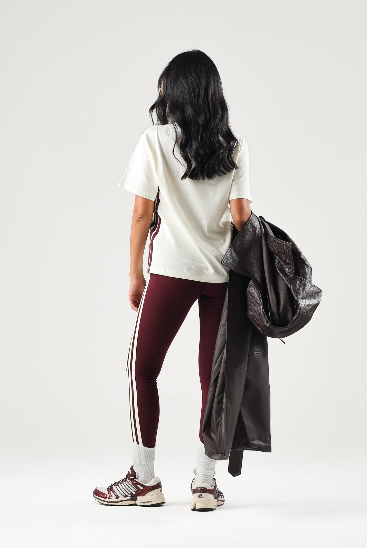 ADIDAS PERFORMANCE Leggings ESSENTIALS 3-STRIPES bordeaux da donna. KS6288 . ADIDAS PERFORMANCE