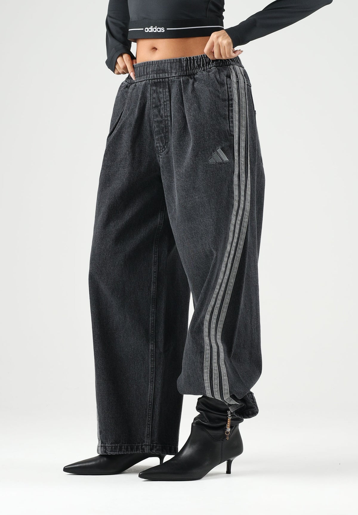 ADIDAS PERFORMANCE Jeans 3-STRIPES WIDE LEG nero per uomo e donna KV0620 . ADIDAS PERFORMANCE