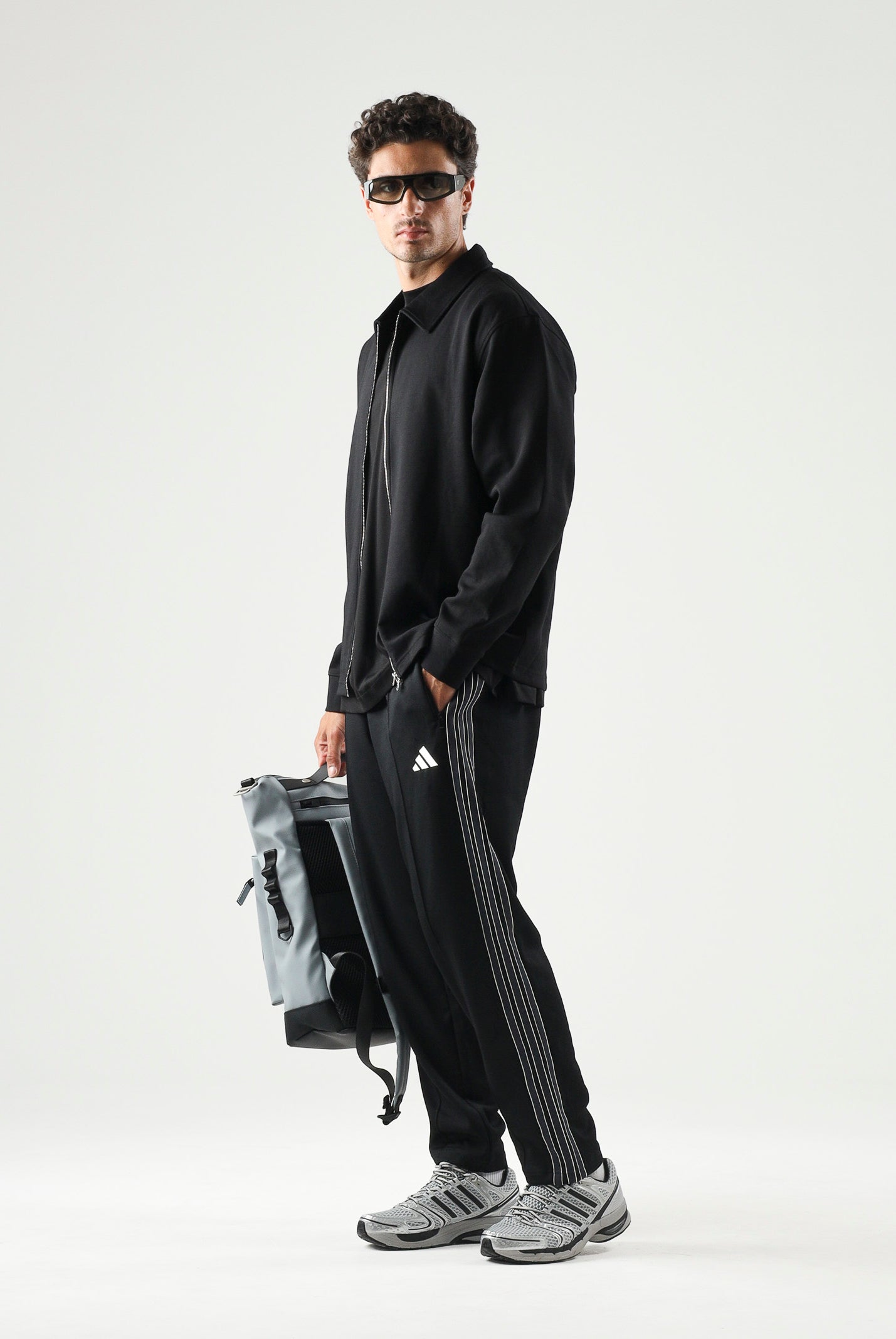 ADIDAS PERFORMANCE Pantaloni sportivi Stadium Regular Fit Piqué Track Pants Black nero con dettagli grigi e avorio uomo. KV5918 . ADIDAS PERFORMANCE