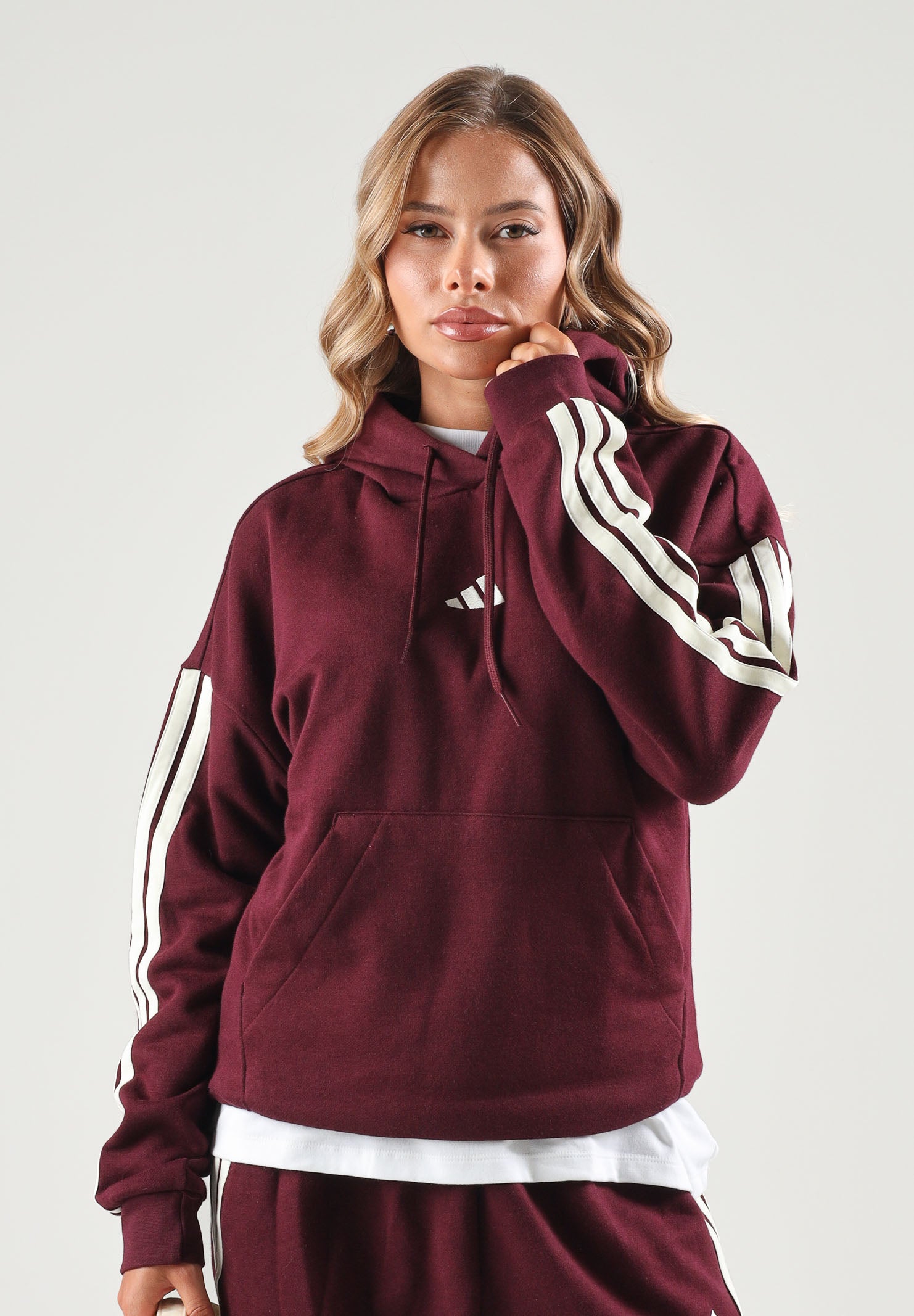 ADIDAS PERFORMANCE Felpa ESSENTIALS 3-STRIPES FLEECE bordeaux da donna KX0791 . ADIDAS PERFORMANCE