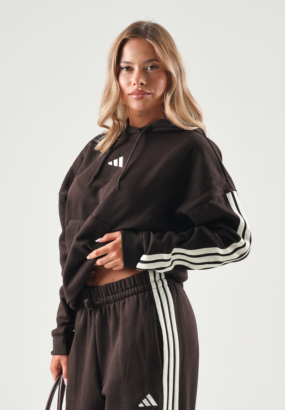 ADIDAS PERFORMANCE Felpa ESSENTIALS 3-STRIPES FLEECE marrone da donna KX0792 . ADIDAS PERFORMANCE
