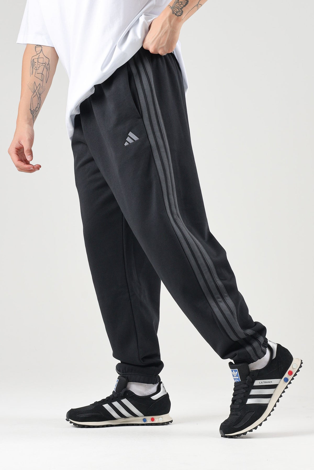 ADIDAS PERFORMANCE Pantaloni sportivi Essentials 3-Stripes Fleece neri per uomo KY4124 . ADIDAS PERFORMANCE