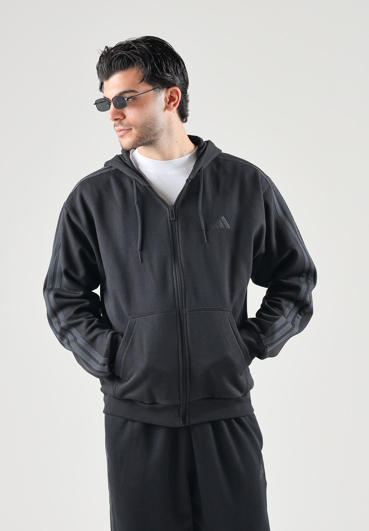 ADIDAS PERFORMANCE felpa con zip e cappuccio Black/Carbon nera da uomo. KY4140 . ADIDAS PERFORMANCE