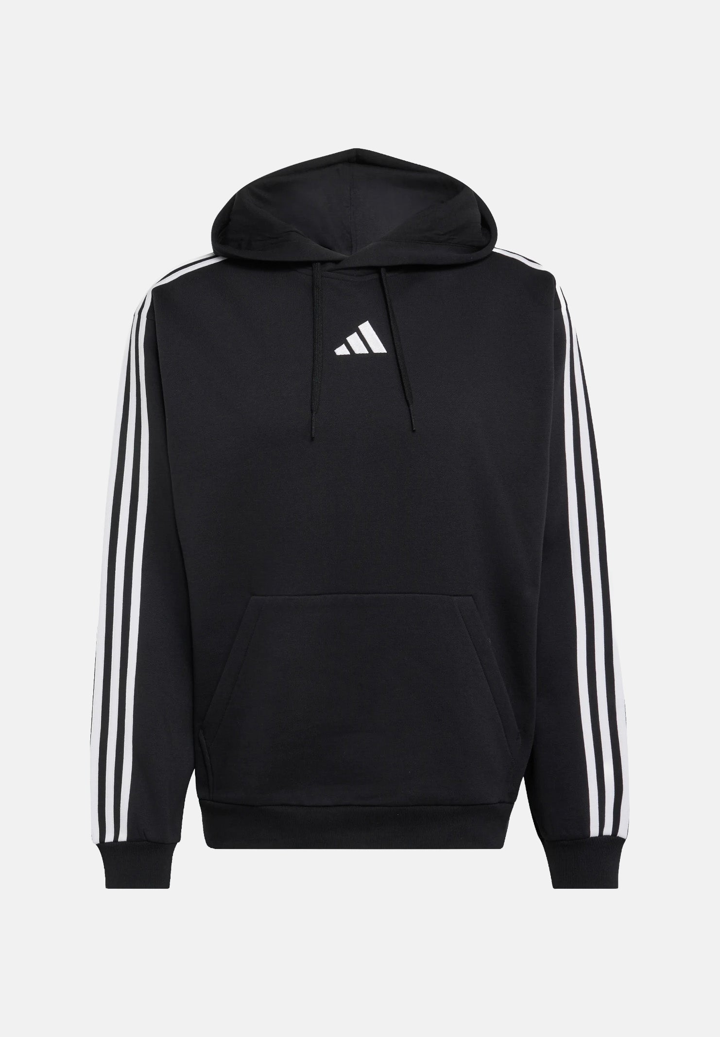 ADIDAS PERFORMANCE Essentials 3-Stripes Fleece Hoodie felpa con cappuccio Black/White nera e bianca uomo. KY6602 . ADIDAS PERFORMANCE