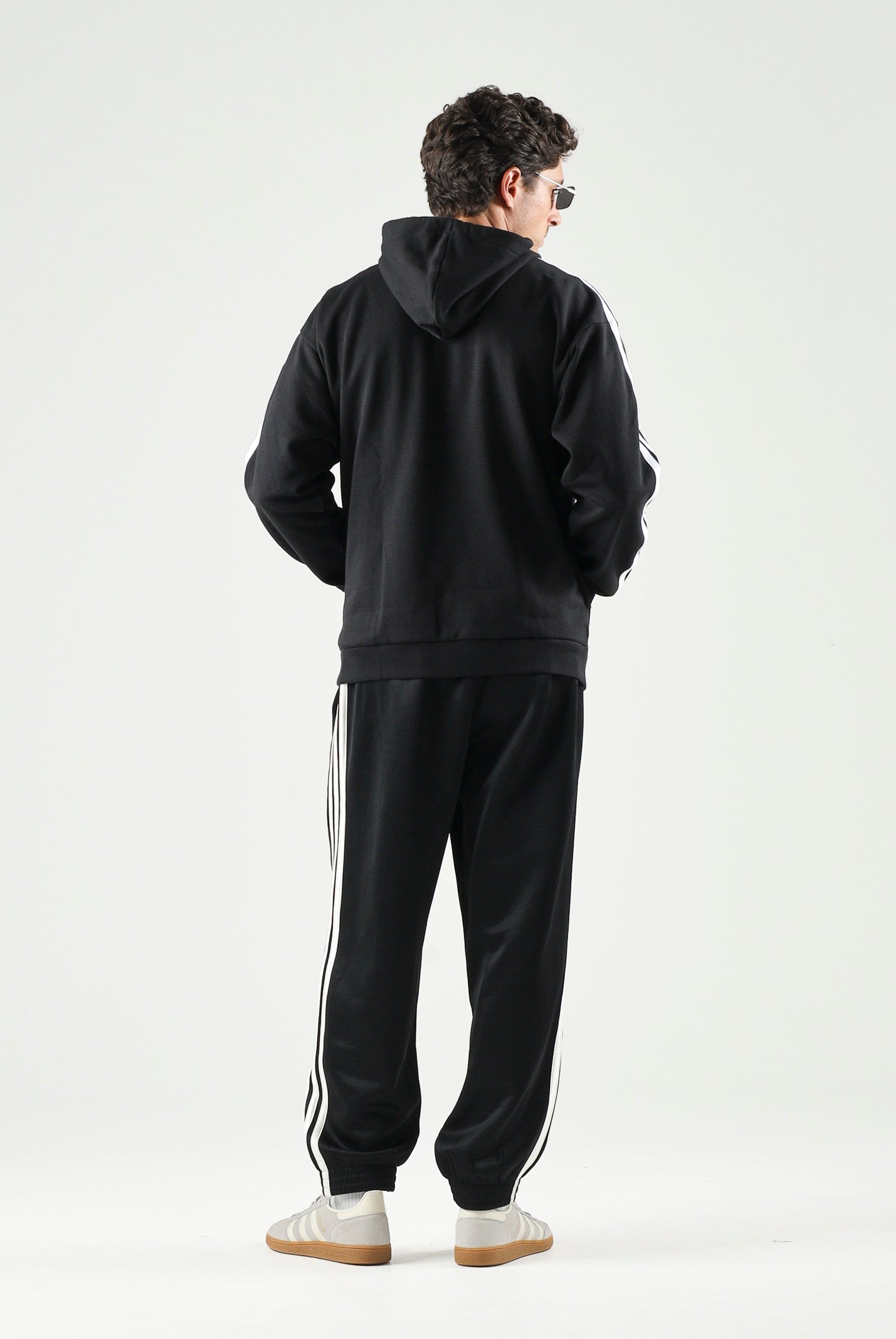 ADIDAS PERFORMANCE Essentials 3-Stripes Fleece Hoodie felpa con cappuccio Black/White nera e bianca uomo. KY6602 . ADIDAS PERFORMANCE