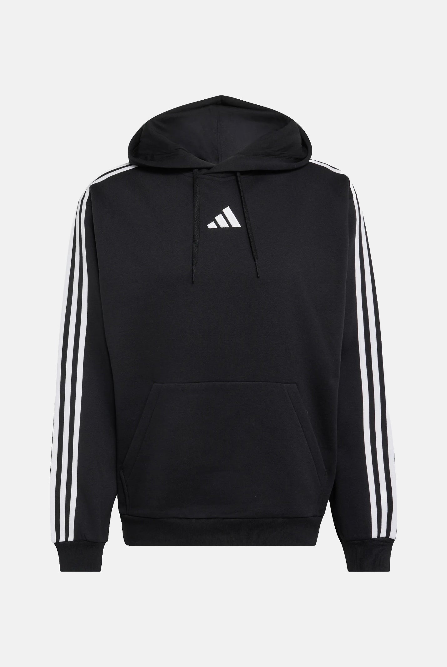ADIDAS PERFORMANCE Essentials 3-Stripes Fleece Hoodie felpa con cappuccio Black/White nera e bianca uomo. KY6602 . ADIDAS PERFORMANCE