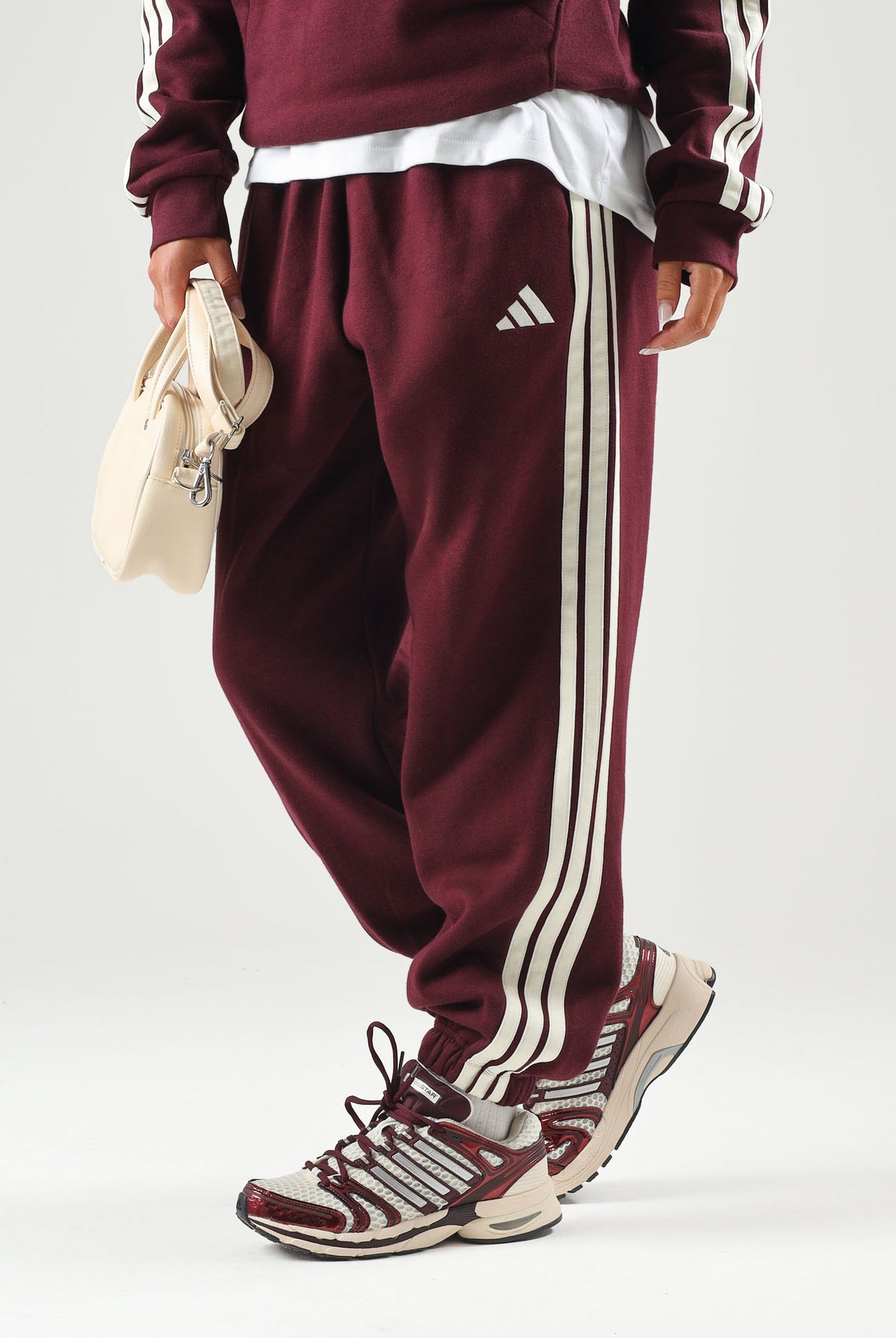 ADIDAS PERFORMANCE Pantaloni ESSENTIALS 3-STRIPES FLEECE bordeaux da donna KZ2081 . ADIDAS PERFORMANCE
