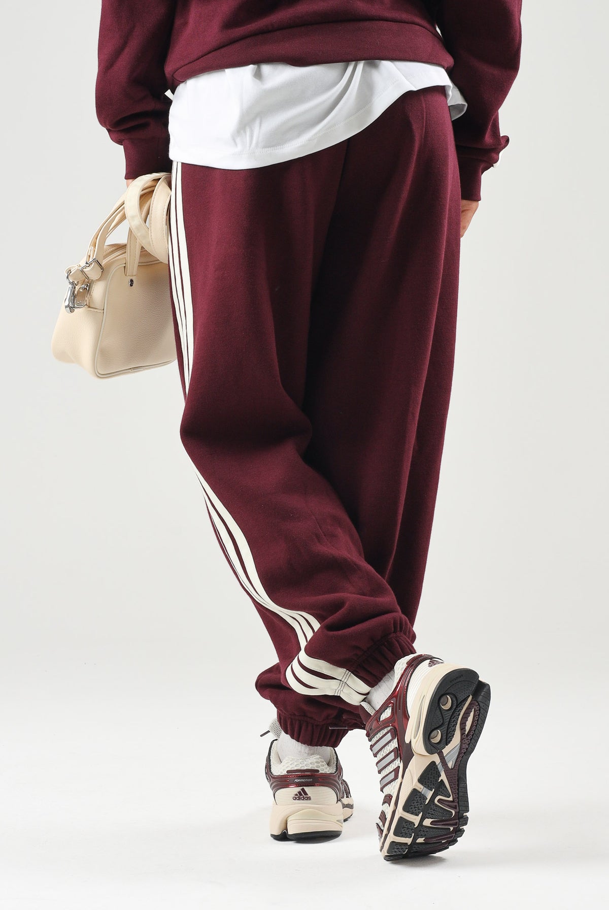 ADIDAS PERFORMANCE Pantaloni ESSENTIALS 3-STRIPES FLEECE bordeaux da donna KZ2081 . ADIDAS PERFORMANCE