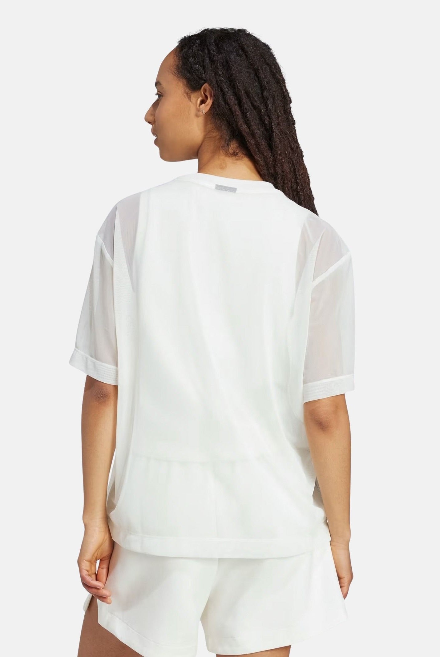 ADIDAS PERFORMANCE T-shirt a manica corta Soft Lux Mesh panna da donna JV9872 . ADIDAS PERFORMANCE