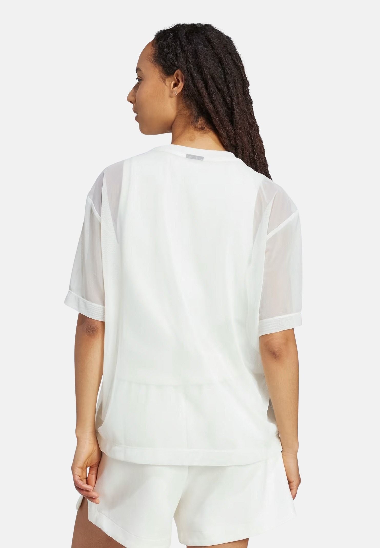 ADIDAS PERFORMANCE T-shirt a manica corta Soft Lux Mesh panna da donna JV9872 . ADIDAS PERFORMANCE