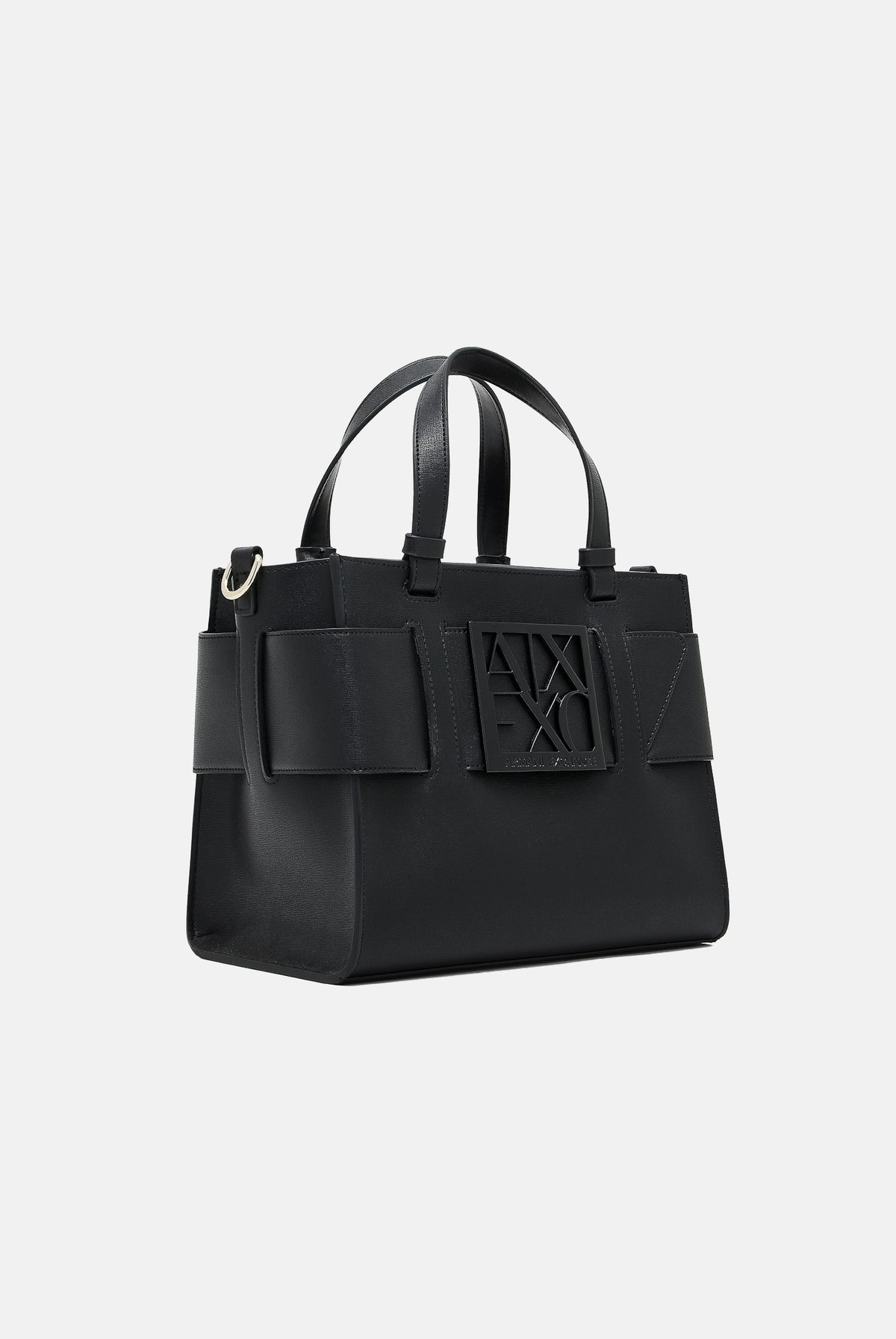ARMANI EXCHANGE Shopper nero-limousine per donna con manici corti e maxi logo applicato. 9426900A874 00020 ARMANI EXCHANGE