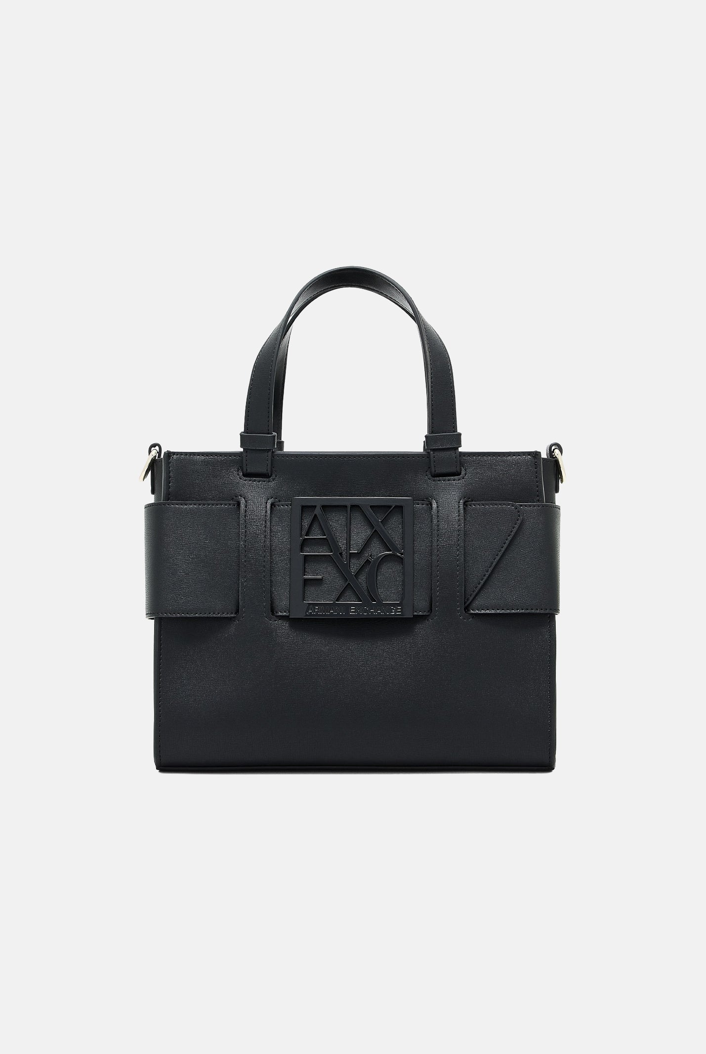 ARMANI EXCHANGE Shopper nero-limousine per donna con manici corti e maxi logo applicato. 9426900A874 00020 ARMANI EXCHANGE