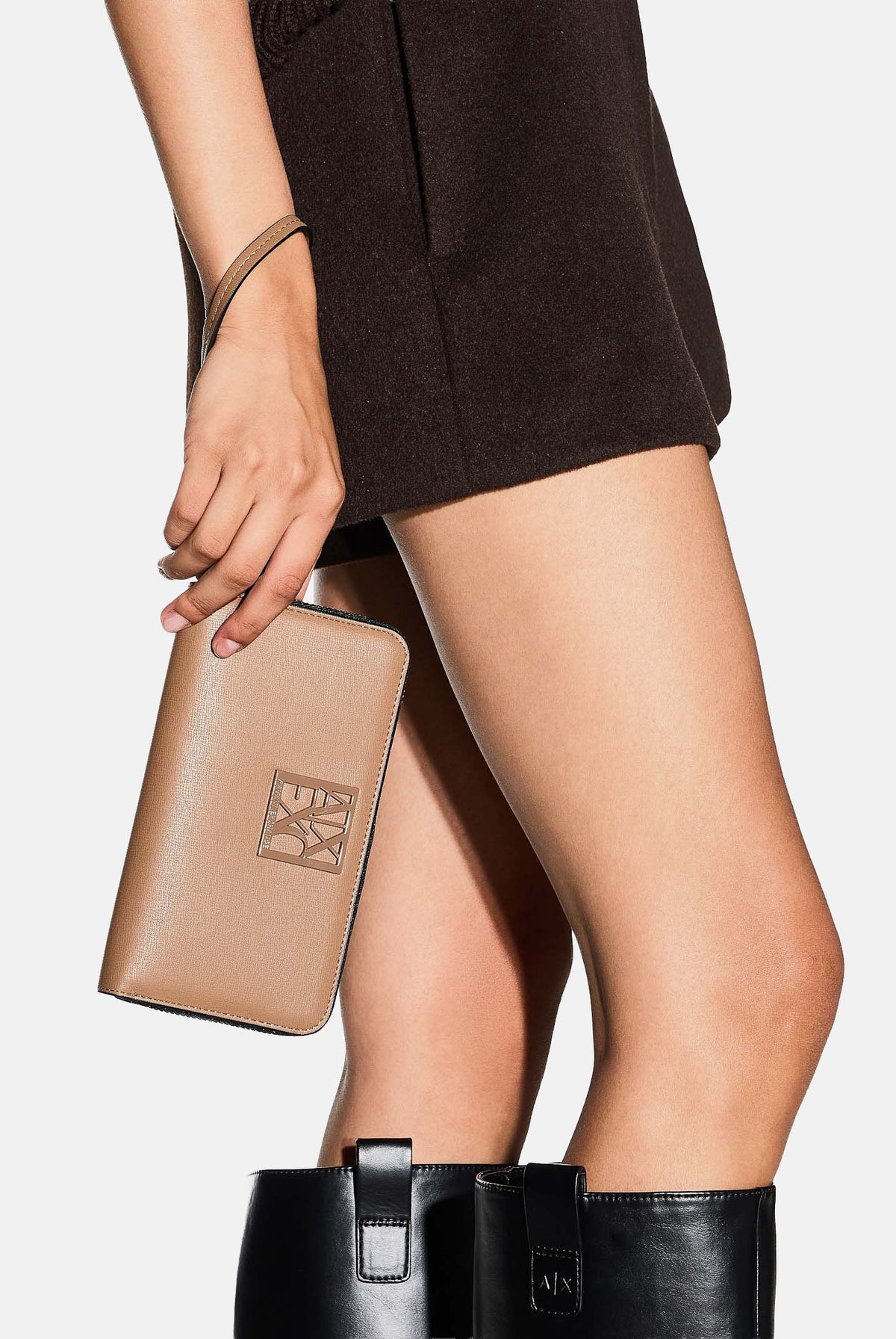 ARMANI EXCHANGE Portafogli marionette-marrone chiaro da donna con placca logo 9484860A874 U6186 ARMANI EXCHANGE