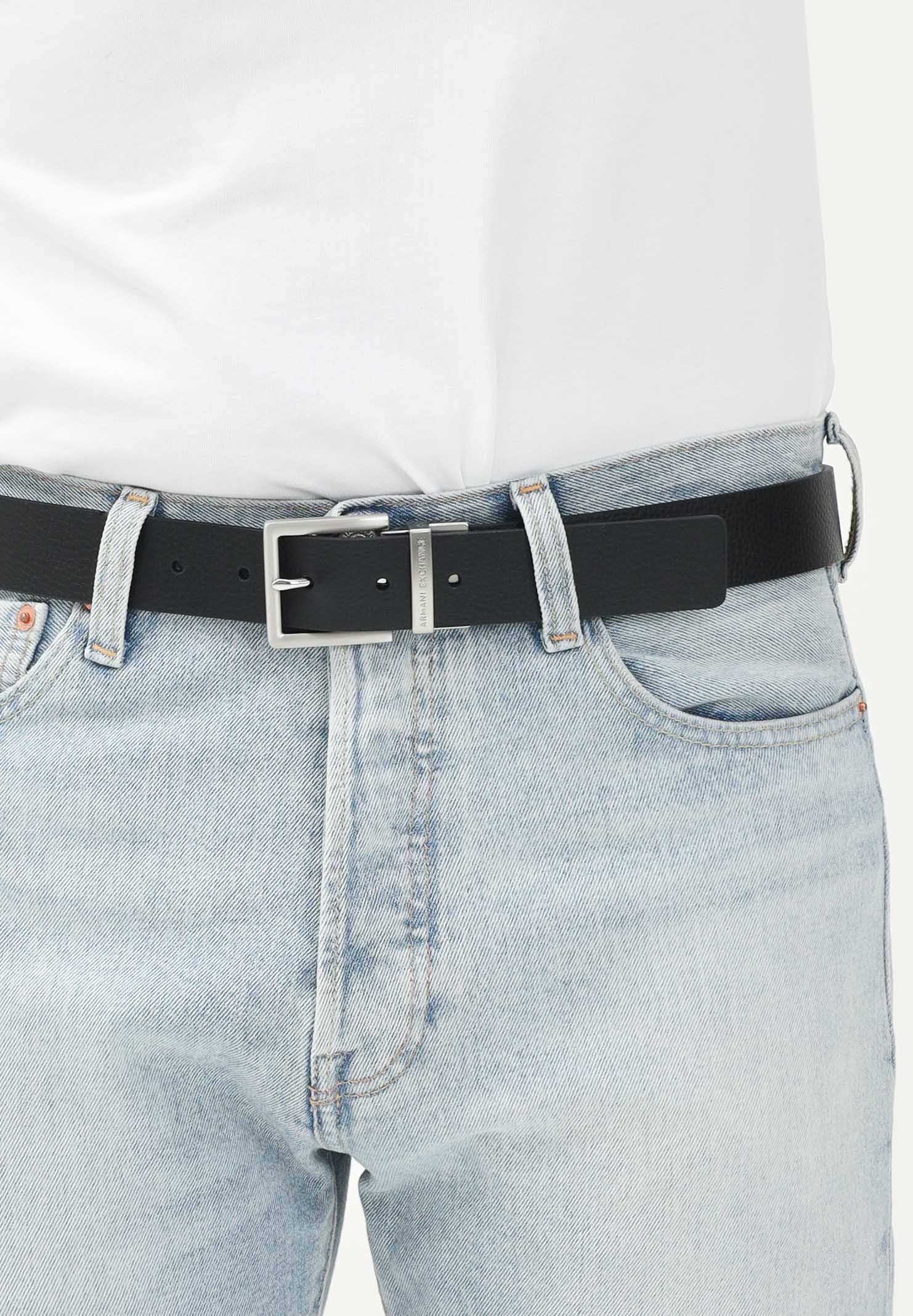 ARMANI EXCHANGE Cintura double face nera e blu da uomo 951000CC512 43020 ARMANI EXCHANGE