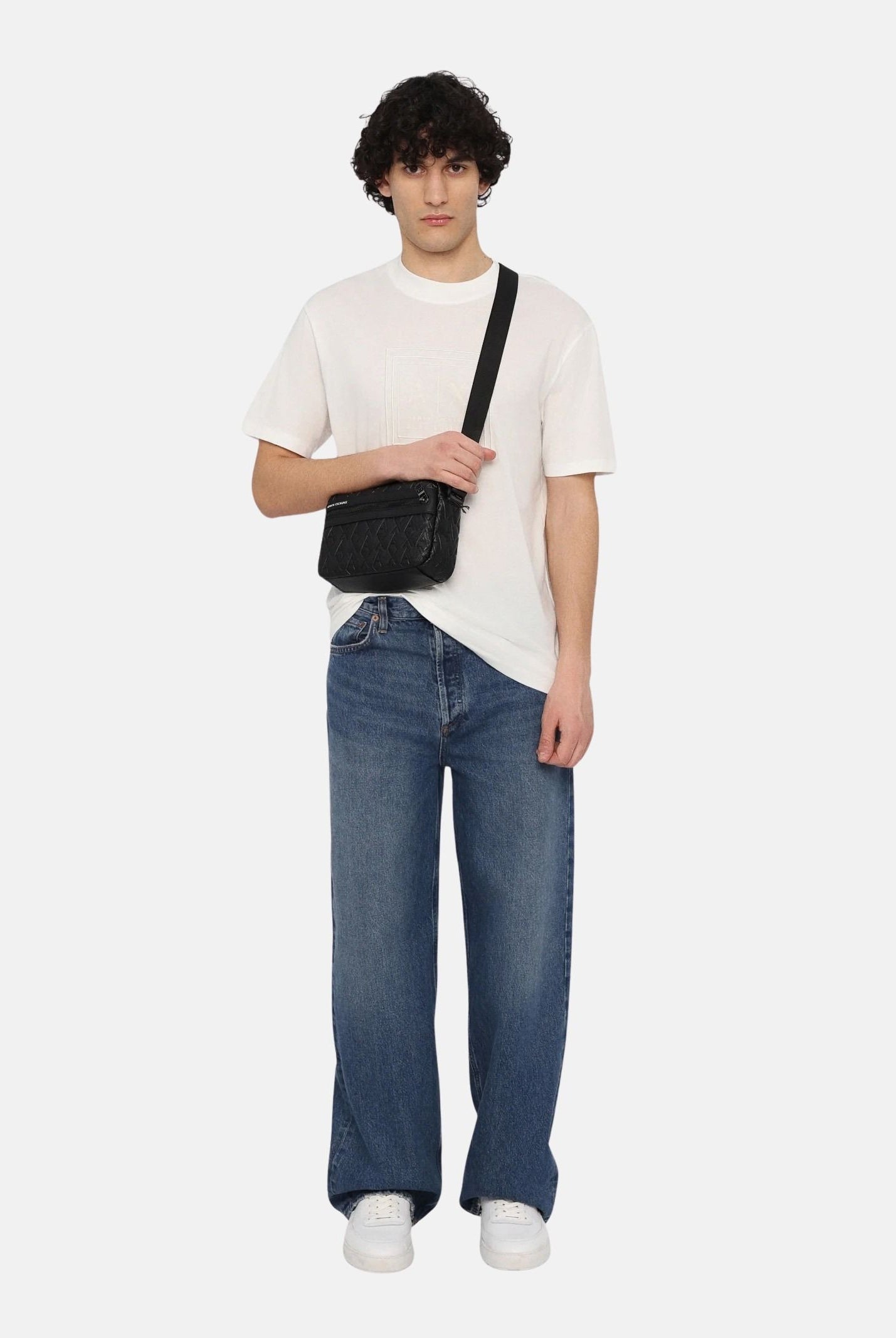 ARMANI EXCHANGE Borsello nero da uomo con motivo logo all-over XM000240AF12133 UC001 ARMANI EXCHANGE