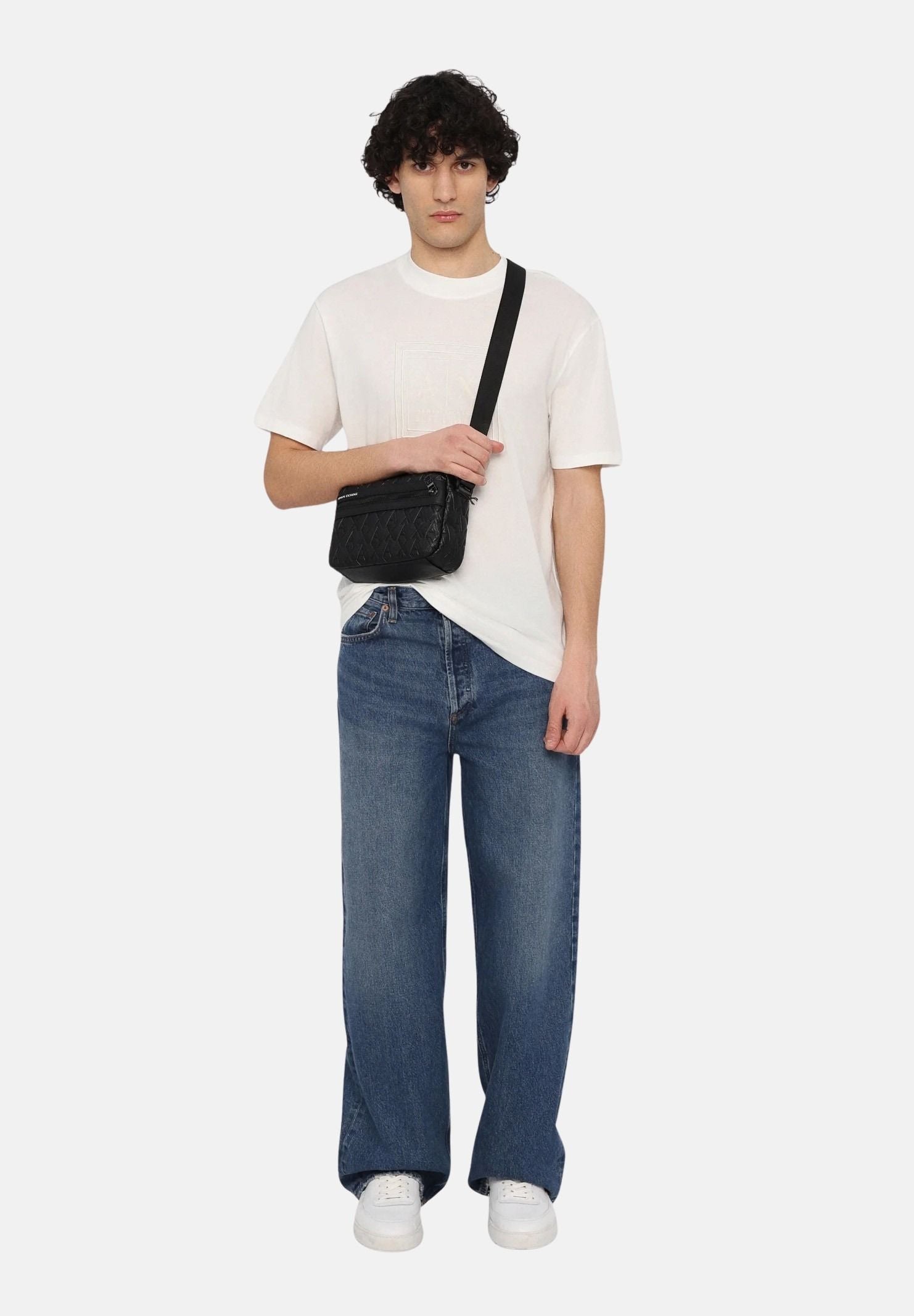 ARMANI EXCHANGE Borsello nero da uomo con motivo logo all-over XM000240AF12133 UC001 ARMANI EXCHANGE