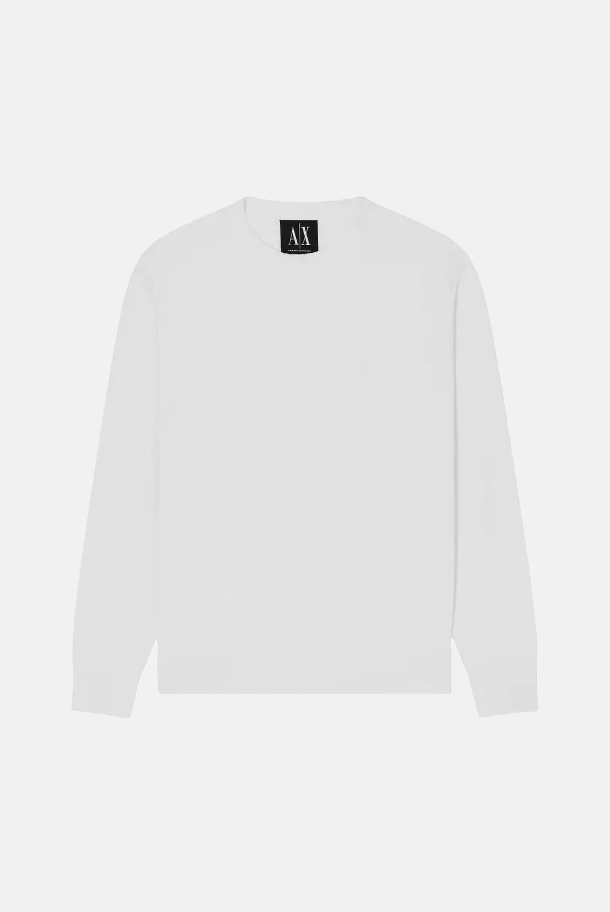 ARMANI EXCHANGE Maglione girocollo off white-bianco-panna per uomo con polsini a costine e logo sul petto. XM000338AF12291 U0009 ARMANI EXCHANGE