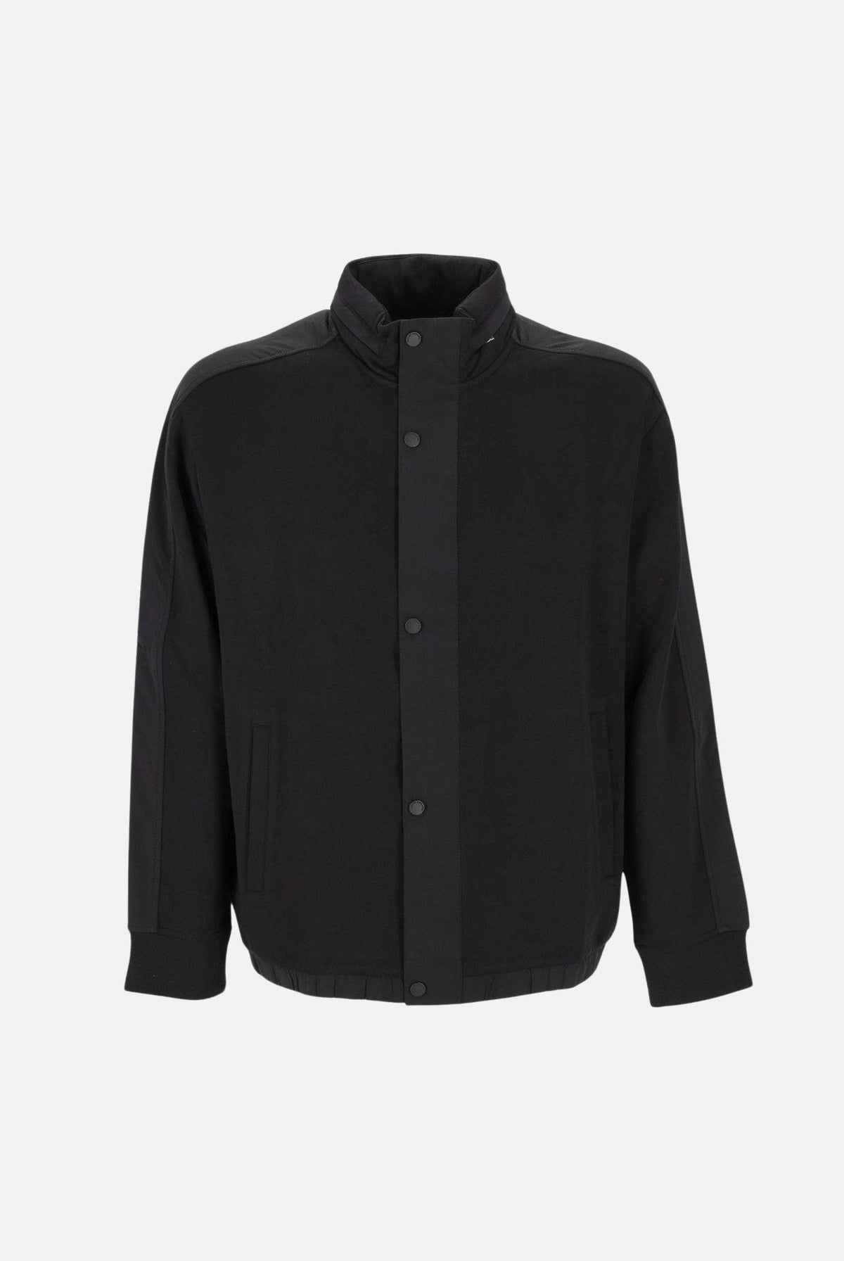 ARMANI EXCHANGE Giacca a vento nera da uomo con colletto alto protettivo e chiusura frontale con bottoni automatici. XM001011AF10818 UC001 ARMANI EXCHANGE