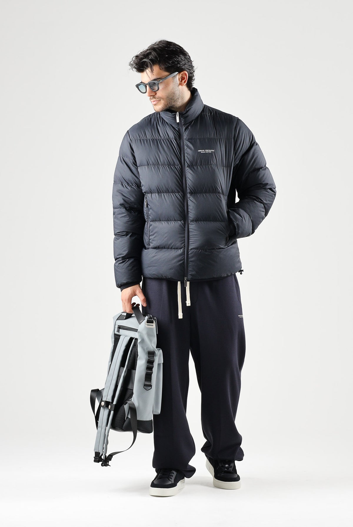 ARMANI EXCHANGE Piumino blu da uomo con collo alto e chiusura frontale con zip integrale XM001575AF16927 UB101 ARMANI EXCHANGE