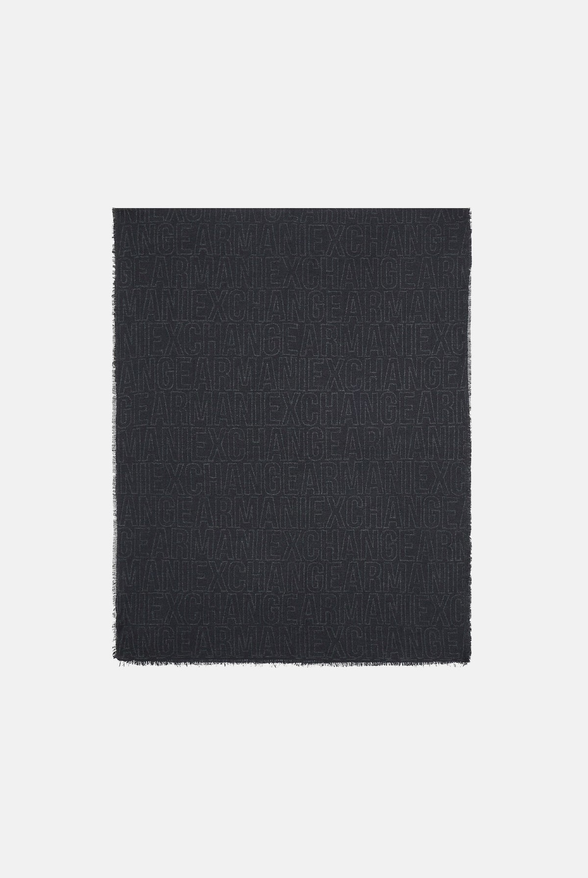 ARMANI EXCHANGE Pashmina nera per uomo e donna con motivo logo all-over e frange sottili. XM001714AF17470 FC361 ARMANI EXCHANGE