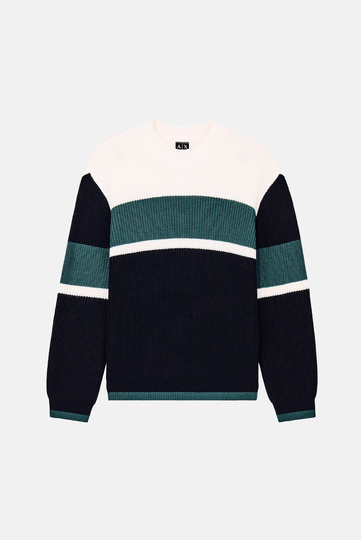 ARMANI EXCHANGE Maglione girocollo COLORBLOCK deep navy-blu per uomo con motivo a righe orizzontali XM002719AF13776 MB761 ARMANI EXCHANGE