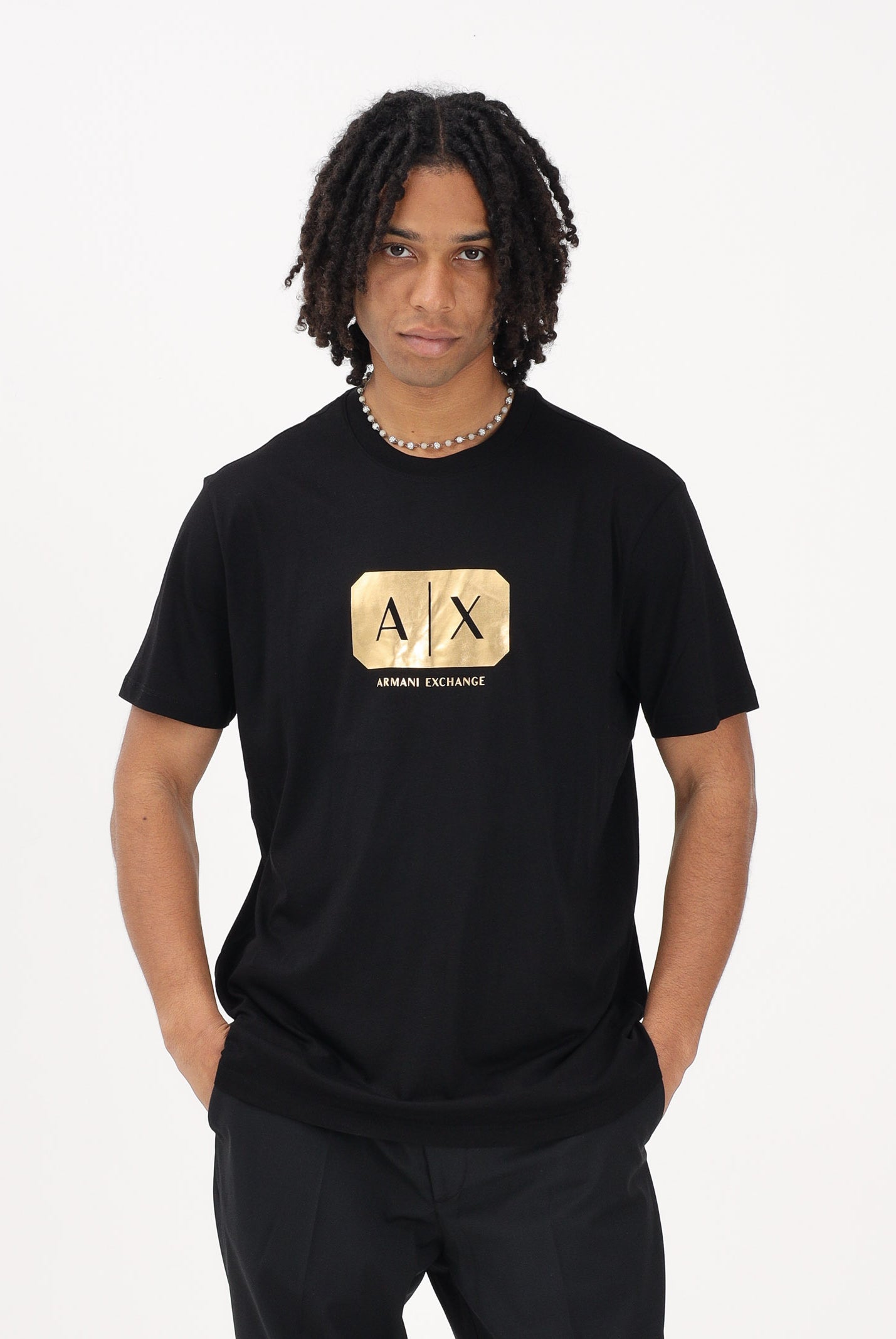 ARMANI EXCHANGE T-shirt a manica corta nera da uomo con stampa logo XM002826AF12308 UC001 ARMANI EXCHANGE