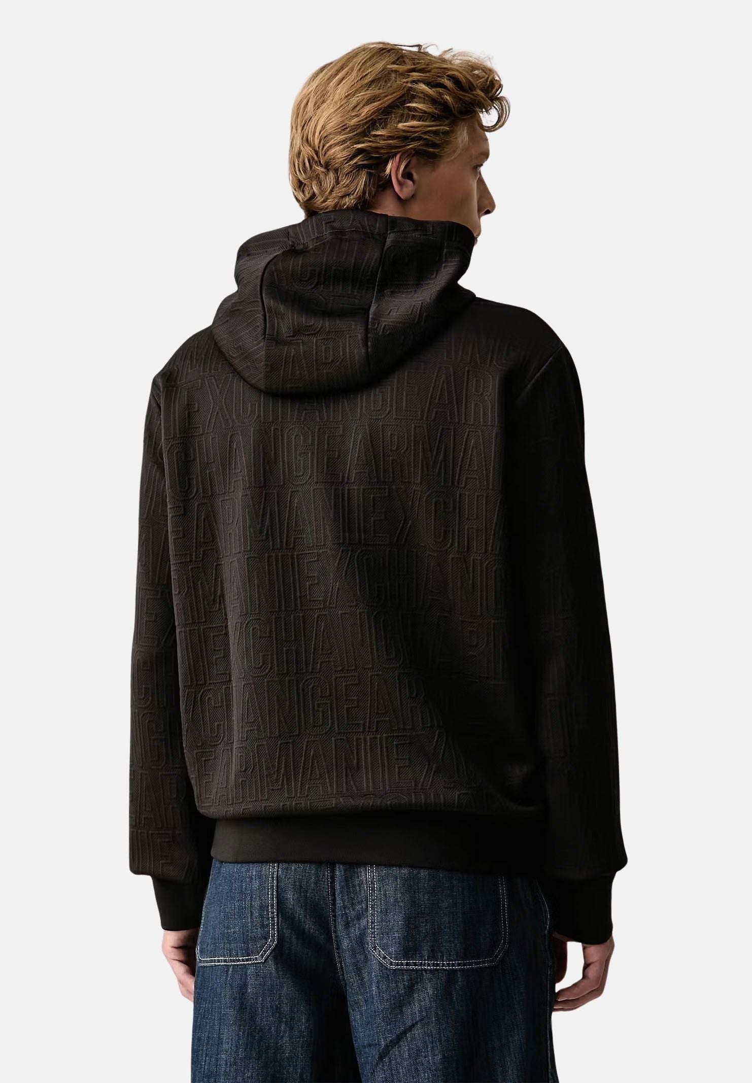 ARMANI EXCHANGE Felpa con cappuccio nero per uomo con tasca a marsupio frontale XM002906AF21862 U8128 ARMANI EXCHANGE