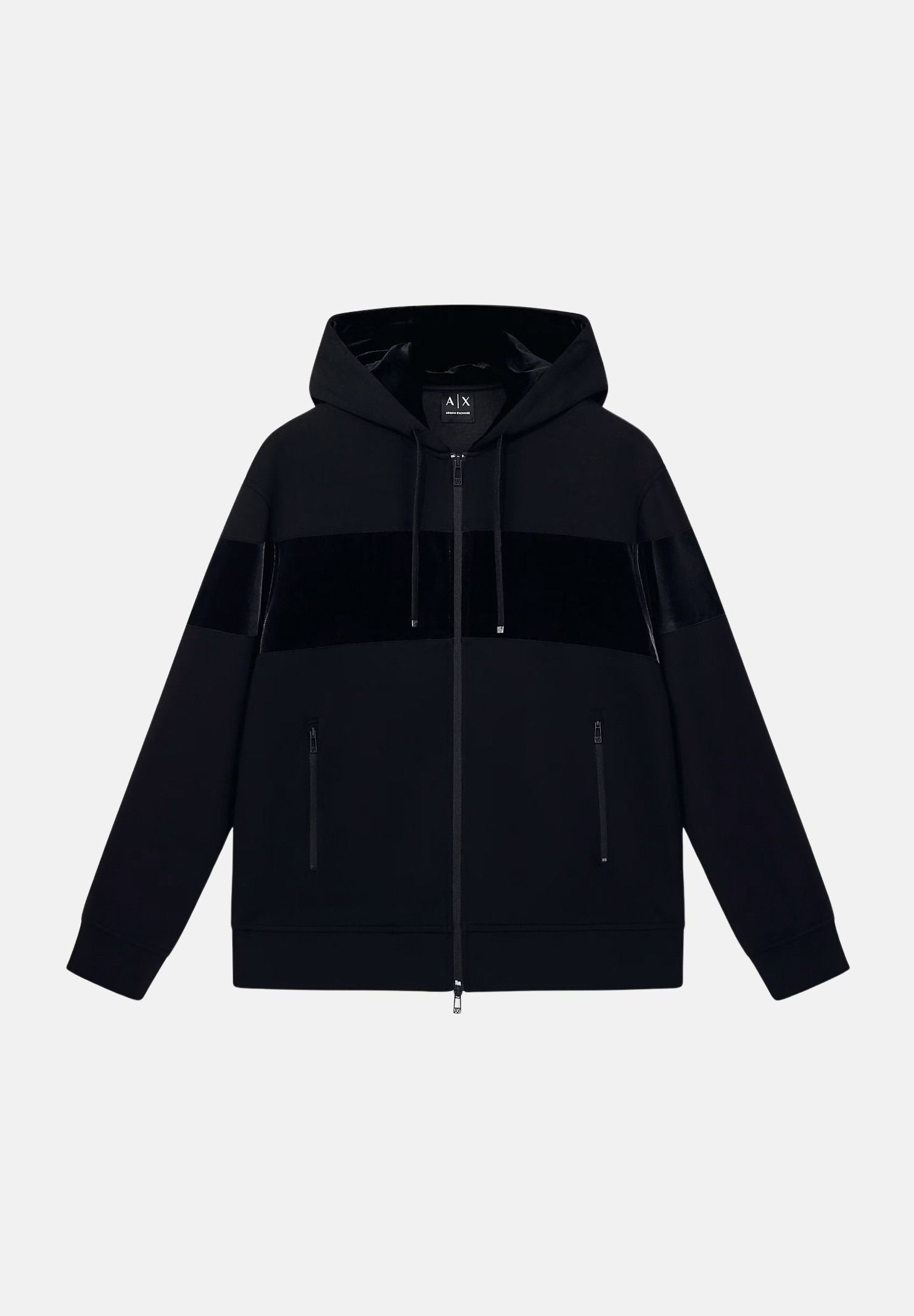 ARMANI EXCHANGE Felpa con zip nera da uomo con cappuccio regolabile XM002923AF19936 UC001 ARMANI EXCHANGE