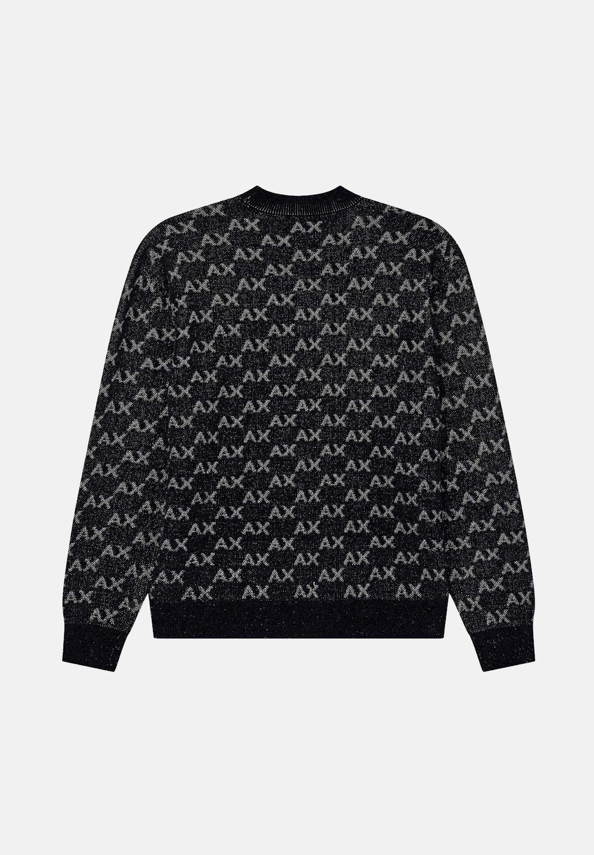 ARMANI EXCHANGE Maglione JACQUARD nero per uomo con girocollo e trama monogram all-over. XM002992AF16916 FC356 ARMANI EXCHANGE