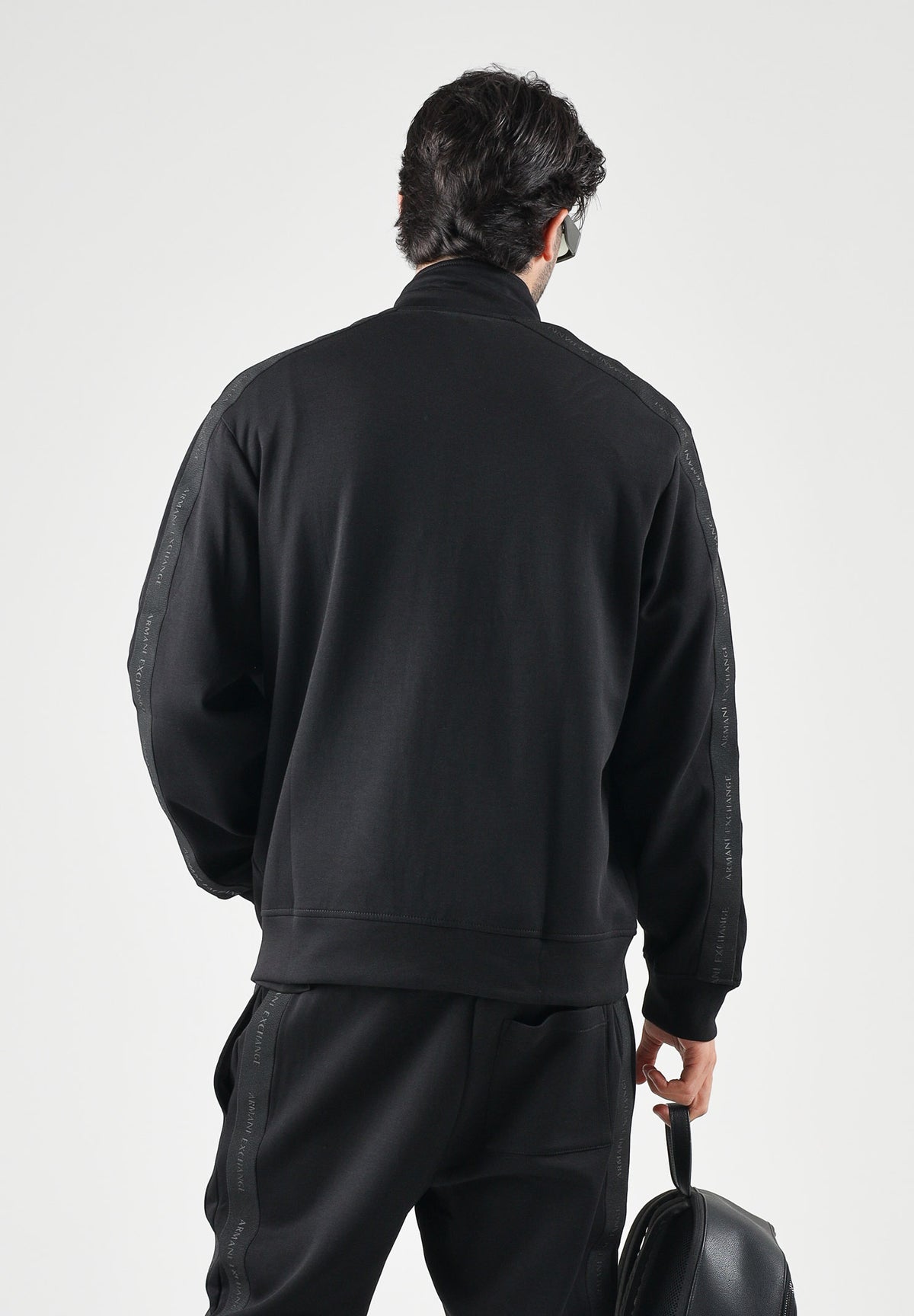 ARMANI EXCHANGE Felpa con zip nera da uomo con collo alto in tinta unita XM003144AF13047 UC001 ARMANI EXCHANGE