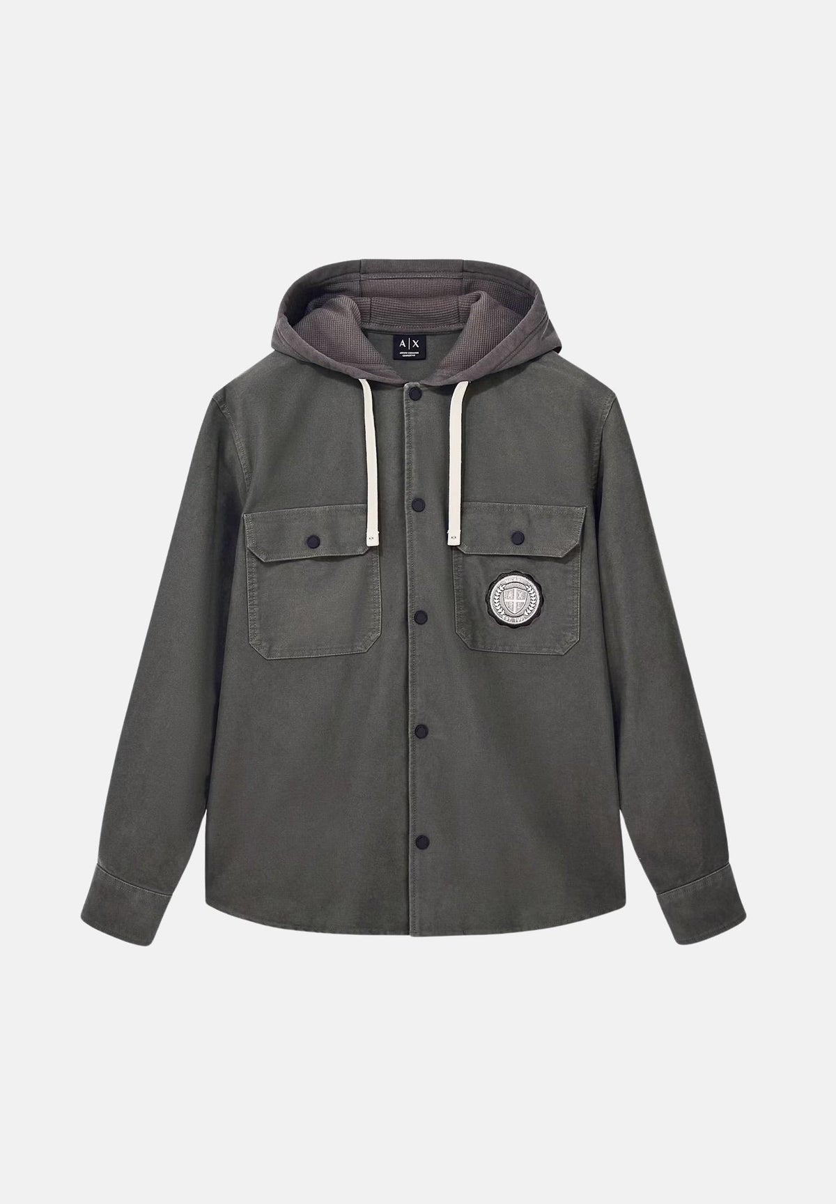 ARMANI EXCHANGE Giacca camicia falcon-grigio per uomo con cappuccio e tasche applicate sul petto. XM003259AF27115 U6125 ARMANI EXCHANGE