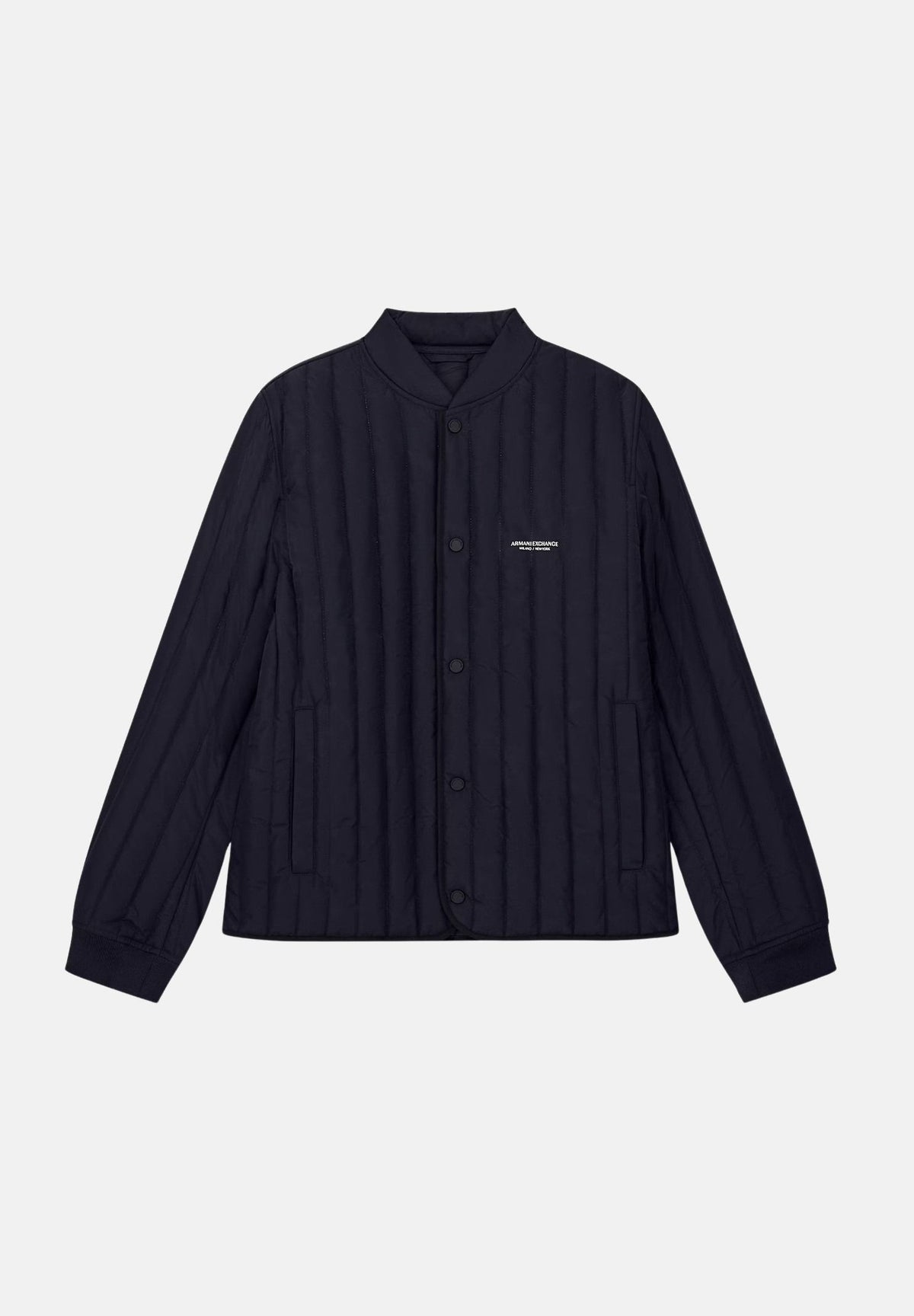 ARMANI EXCHANGE Bomber leggero deep navy-blu per uomo con colletto alla coreana e chiusura a bottoni. XM003345AF27309 UB101 ARMANI EXCHANGE