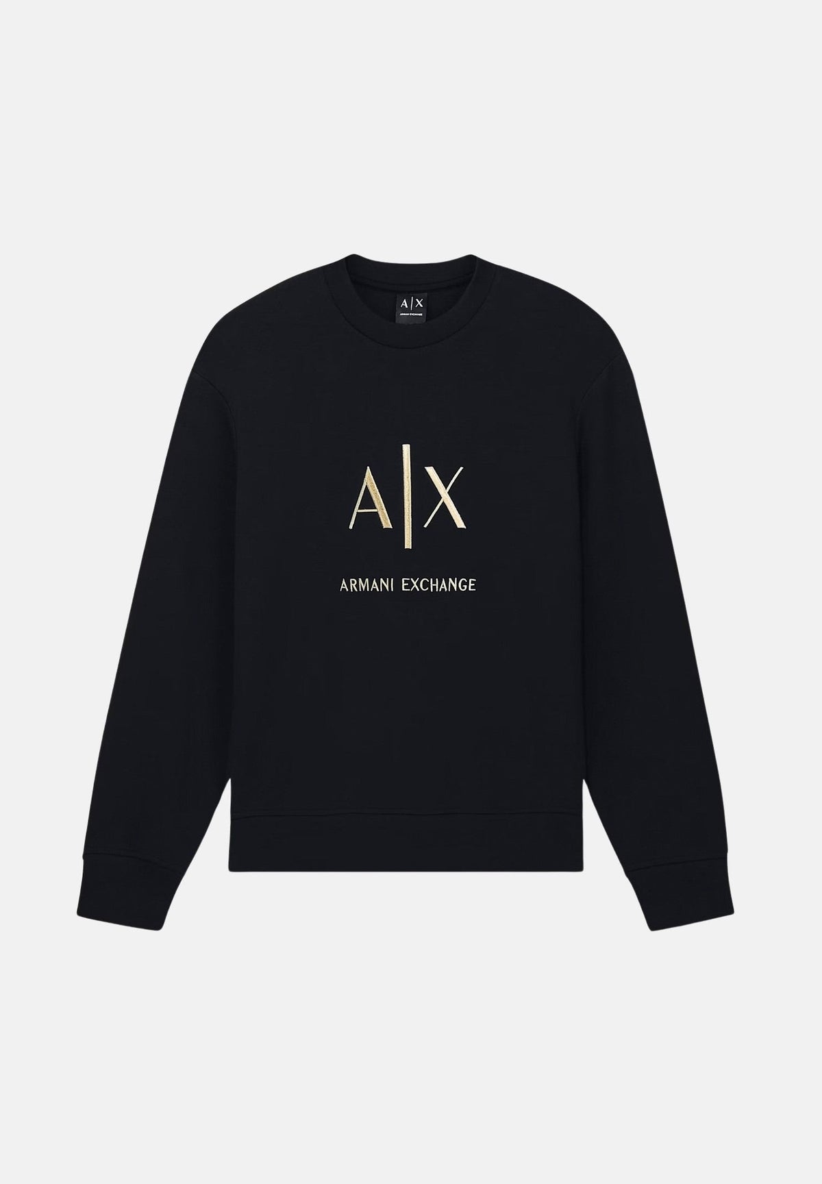 ARMANI EXCHANGE Felpa girocollo nera per uomo con logo metallico sul petto. XM003551AF20150 UC001 ARMANI EXCHANGE