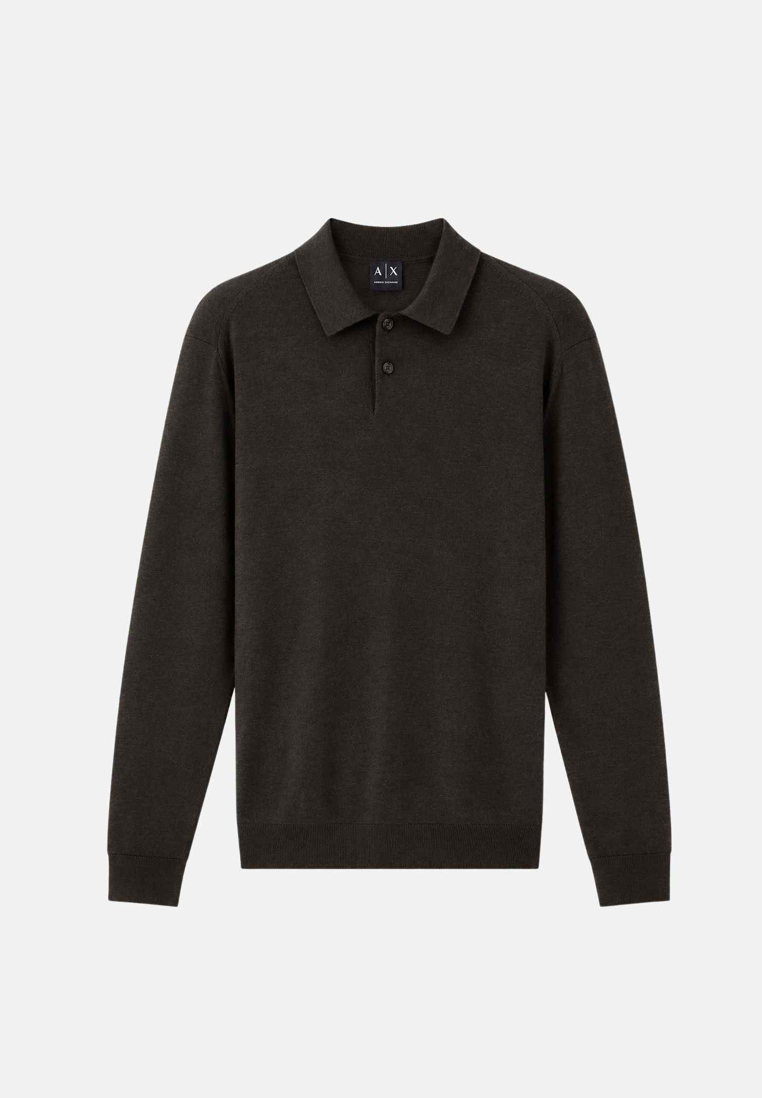 ARMANI EXCHANGE Polo marrone per uomo con colletto classico a costine e abbottonatura parziale XM003569AF28778 U8128 ARMANI EXCHANGE