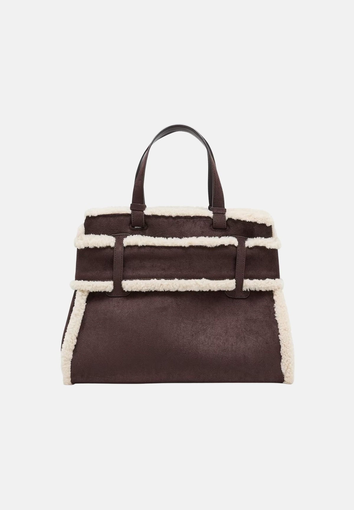 ARMANI EXCHANGE Borsa tote bag marrone per donna con profili in ecopelliccia e maxi logo frontale. XW000285AF26995 M6027 ARMANI EXCHANGE