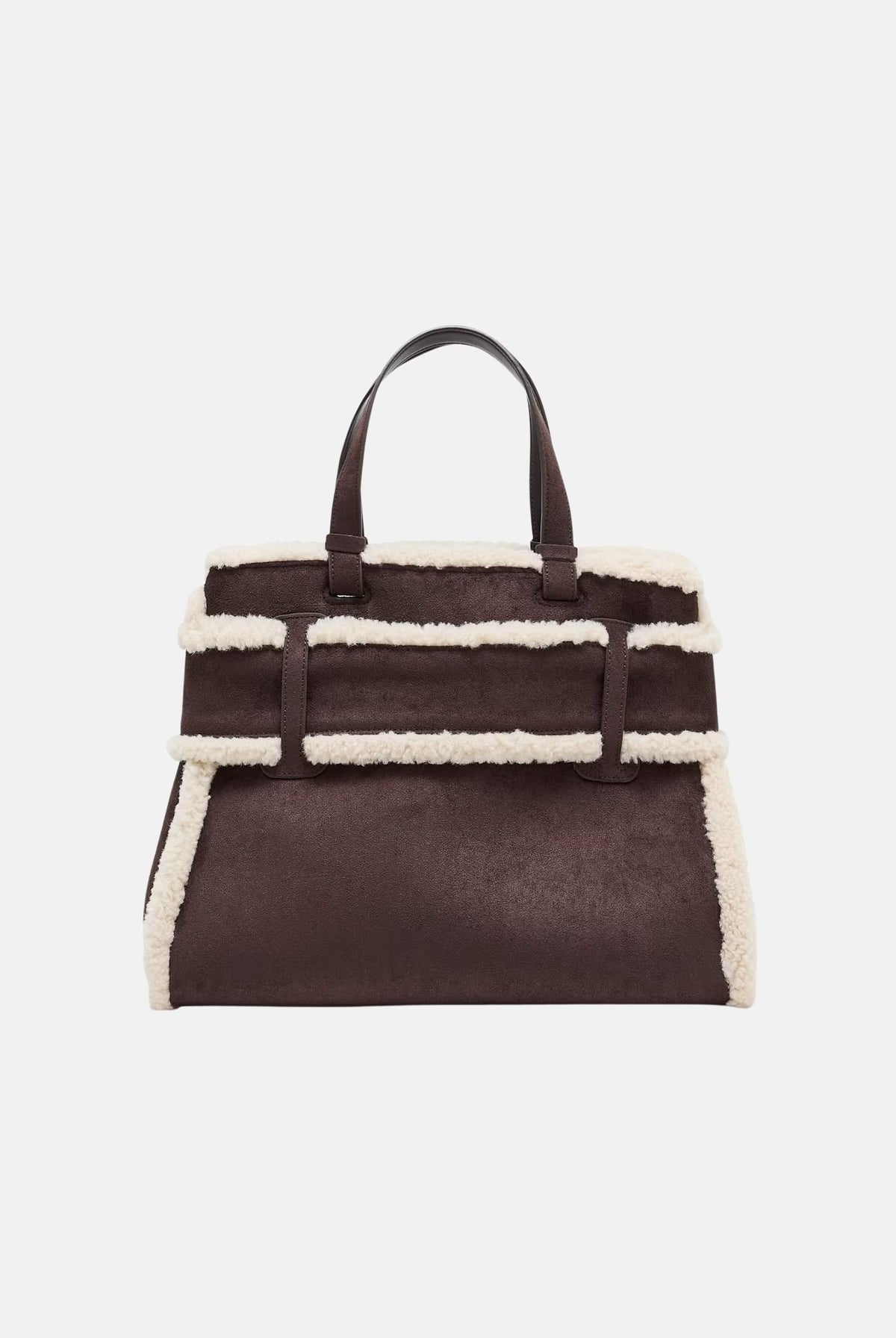 ARMANI EXCHANGE Borsa tote bag marrone per donna con profili in ecopelliccia e maxi logo frontale. XW000285AF26995 M6027 ARMANI EXCHANGE