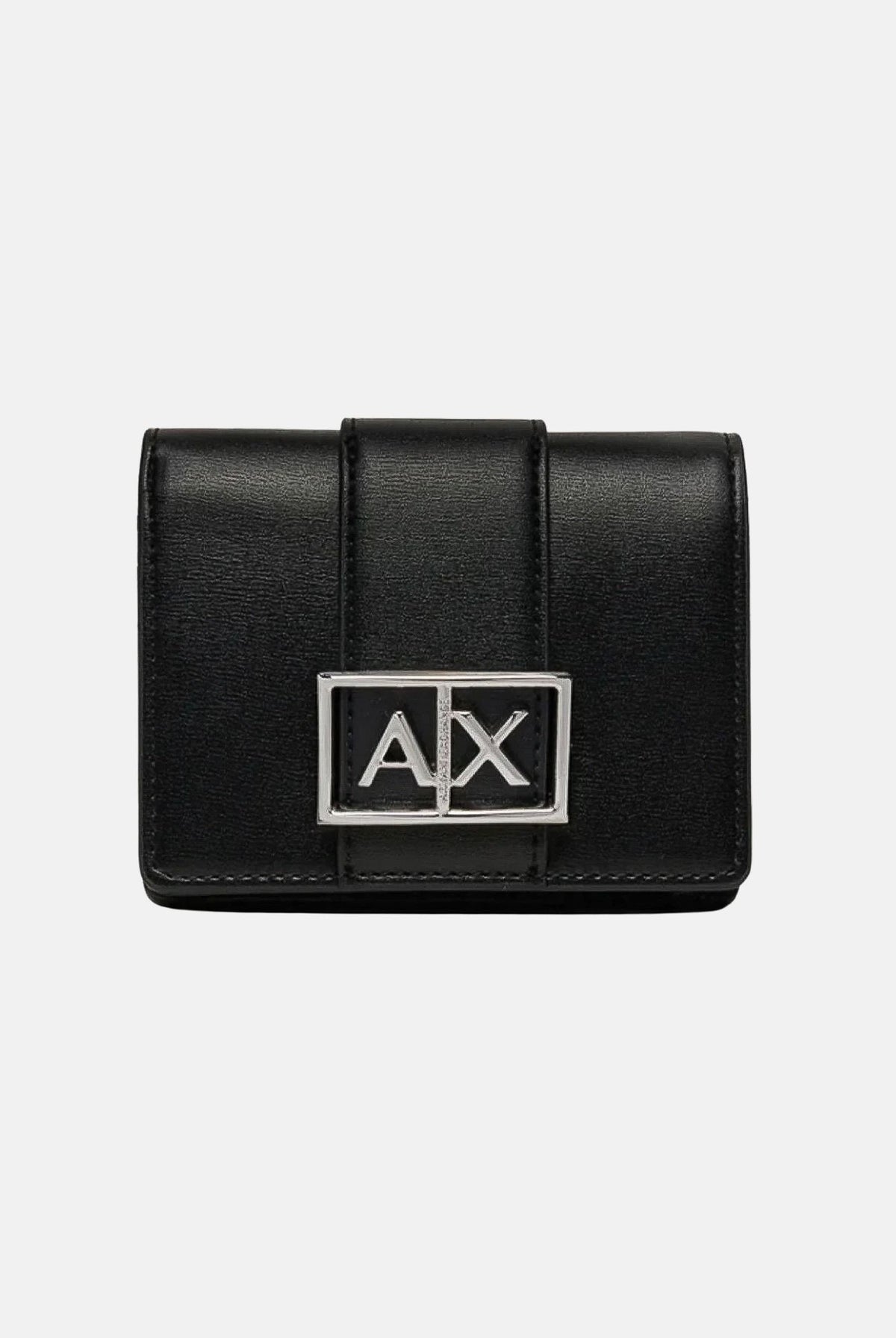 ARMANI EXCHANGE Portafoglio JODIE WALLET Black da donna con placca logo AX in metallo. XW000360AF12039 UC001 ARMANI EXCHANGE