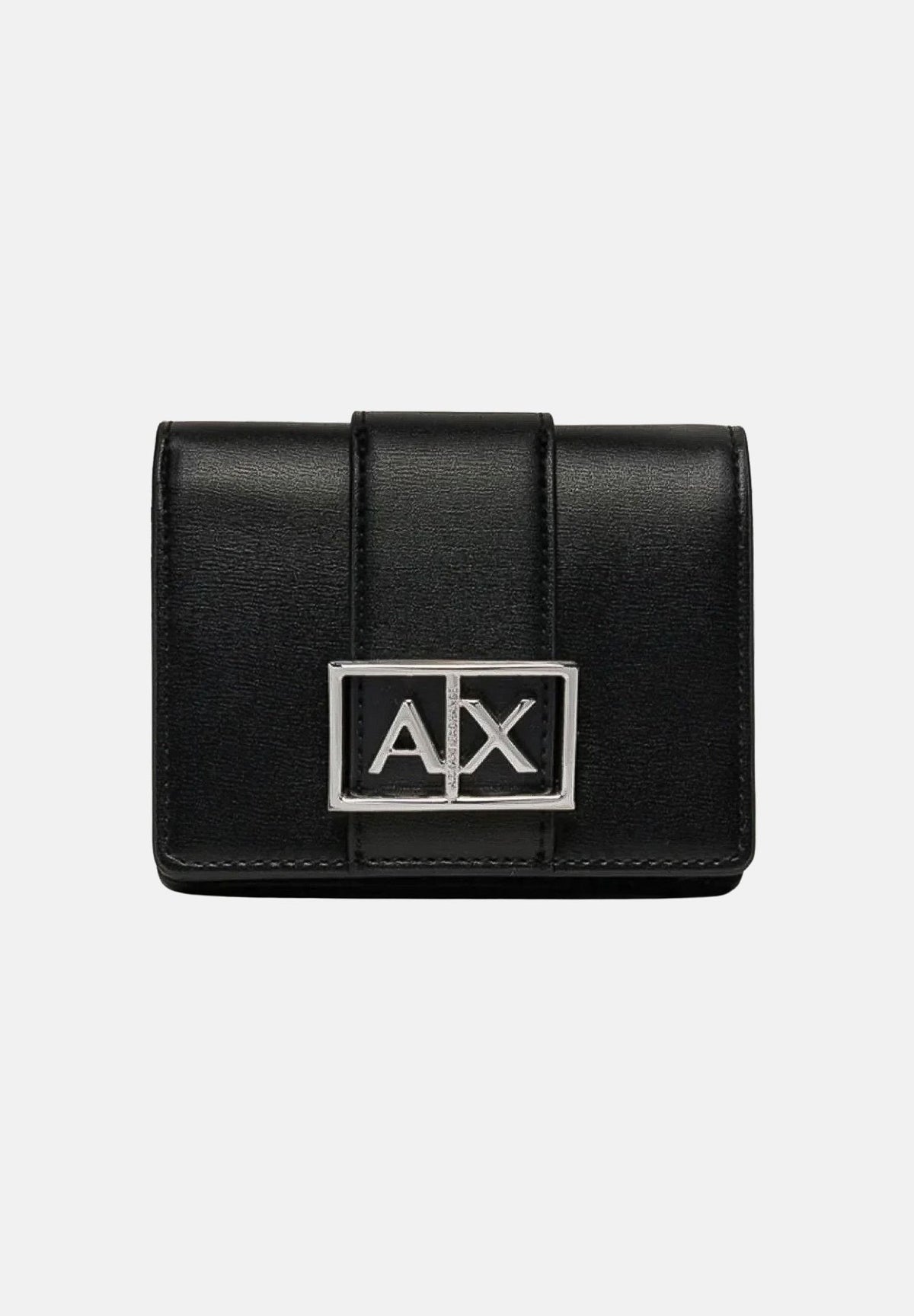 ARMANI EXCHANGE Portafoglio JODIE WALLET Black da donna con placca logo AX in metallo. XW000360AF12039 UC001 ARMANI EXCHANGE