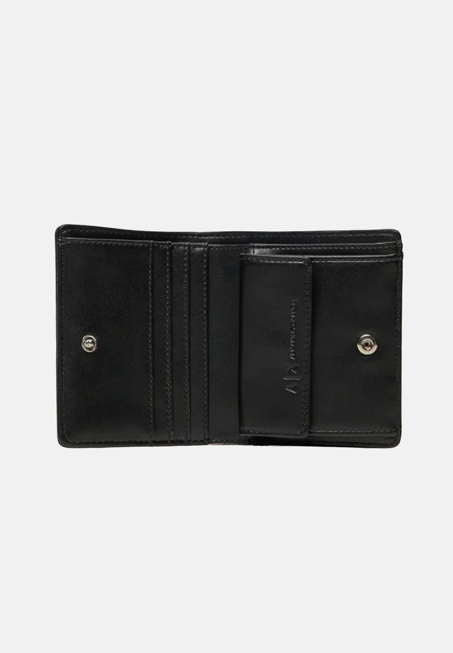 ARMANI EXCHANGE Portafoglio JODIE WALLET Black da donna con placca logo AX in metallo. XW000360AF12039 UC001 ARMANI EXCHANGE