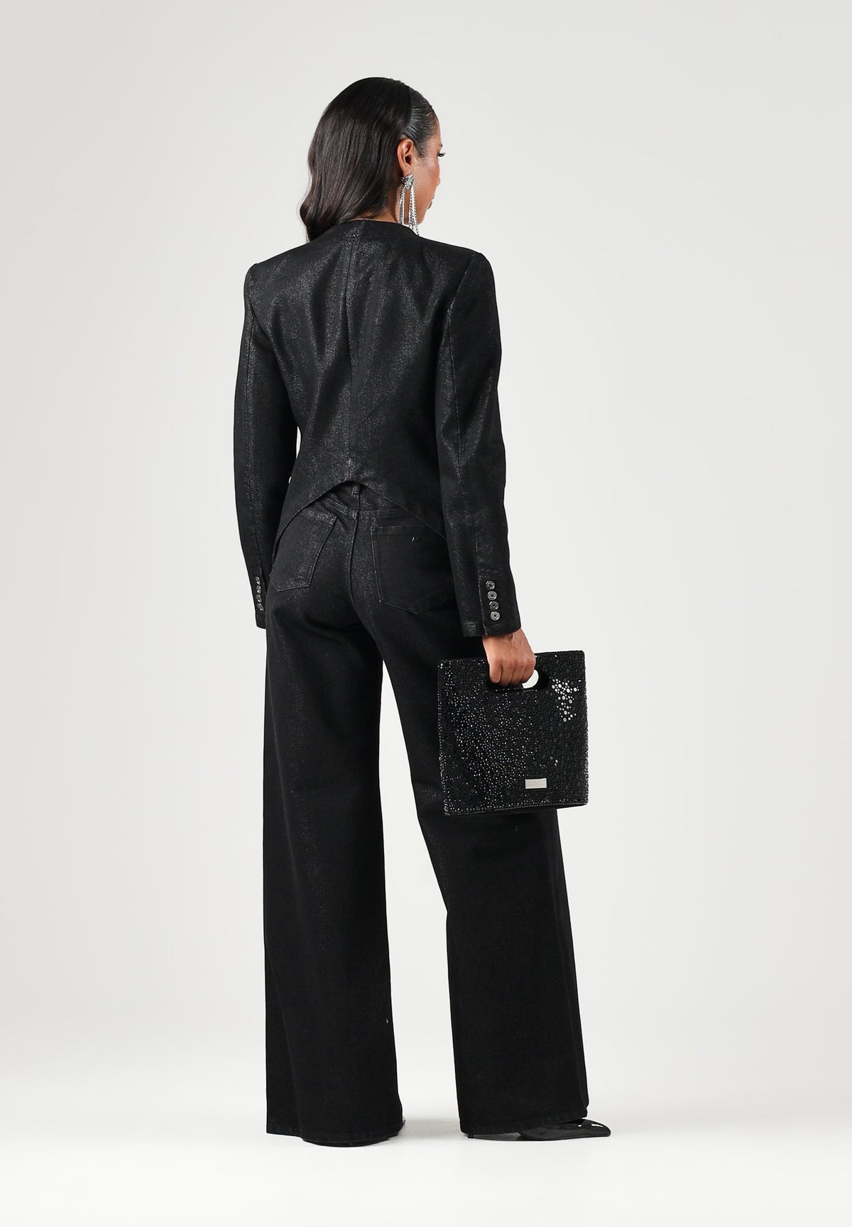 ARMANI EXCHANGE Jeans WIDE LEG denim-nero per donna con lavaggio scuro e design a cinque tasche. XW001184AF25774 MC002 ARMANI EXCHANGE