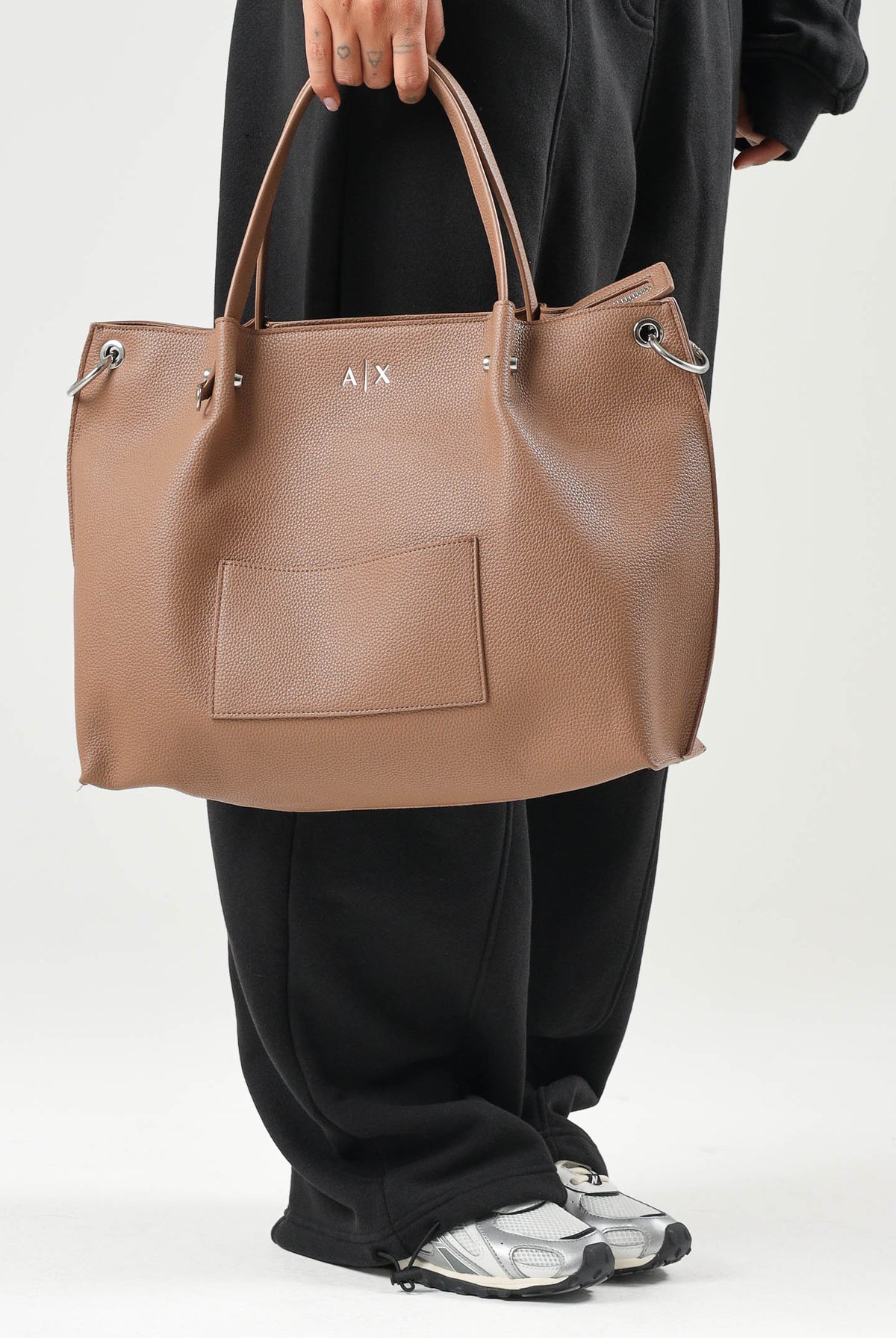 ARMANI EXCHANGE Shopper a mano marionette marrone da donna in ecopelle martellata XW001211AF15625 U6186 ARMANI EXCHANGE